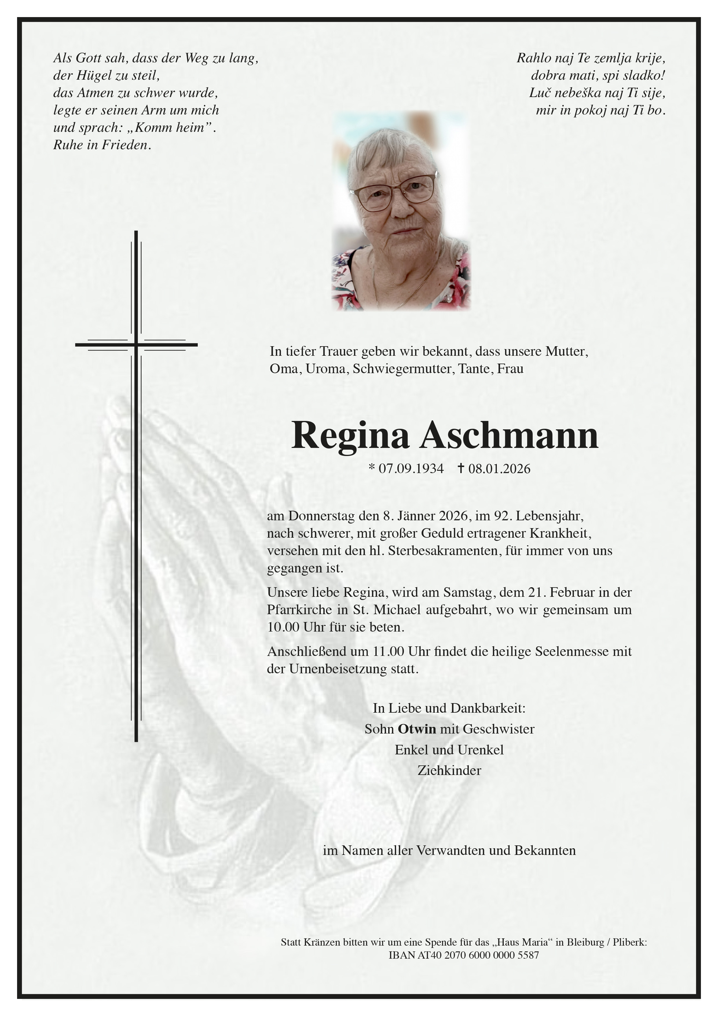 Traueranzeige von Regina Aschmann