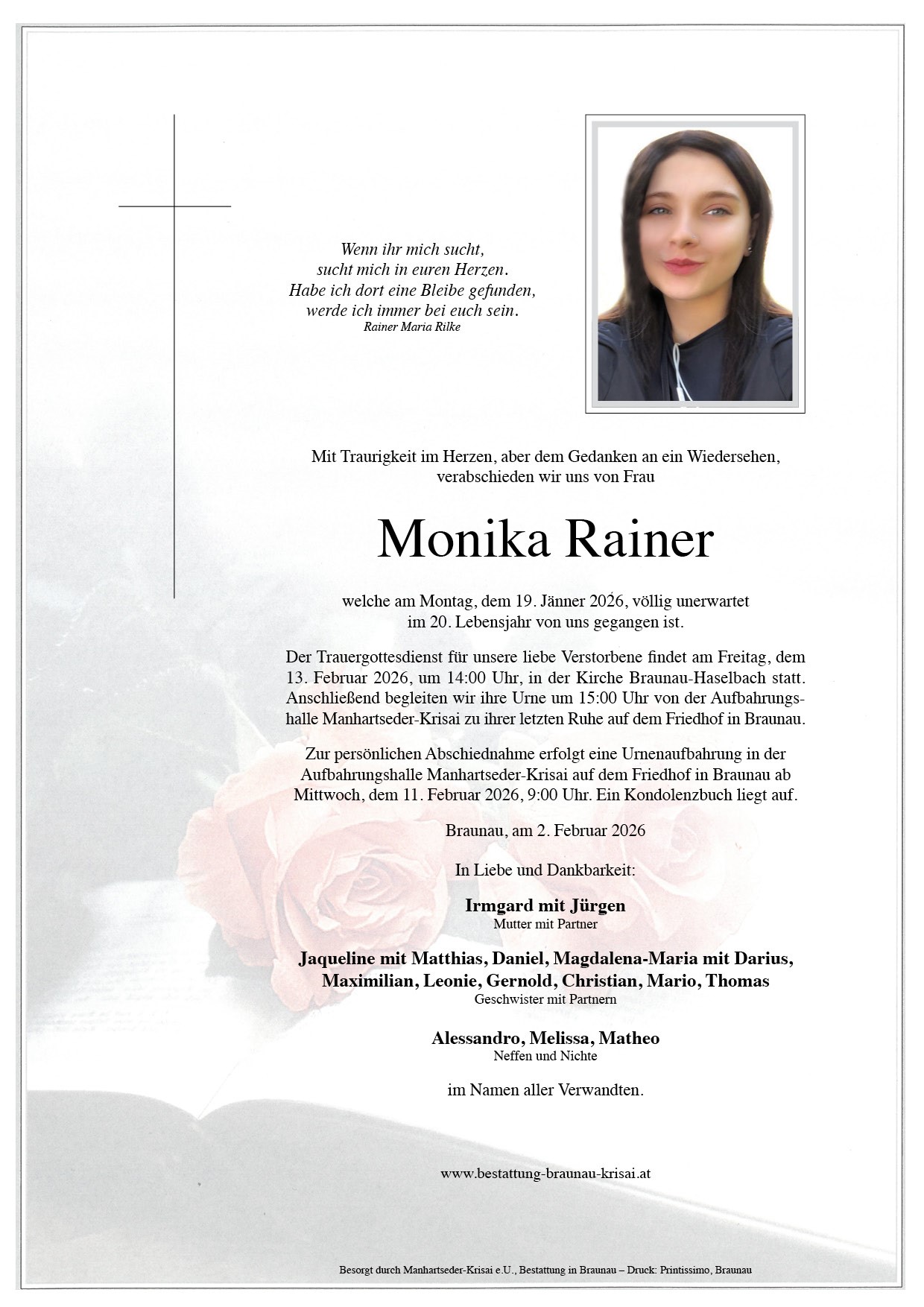 Traueranzeige von Monika Rainer
