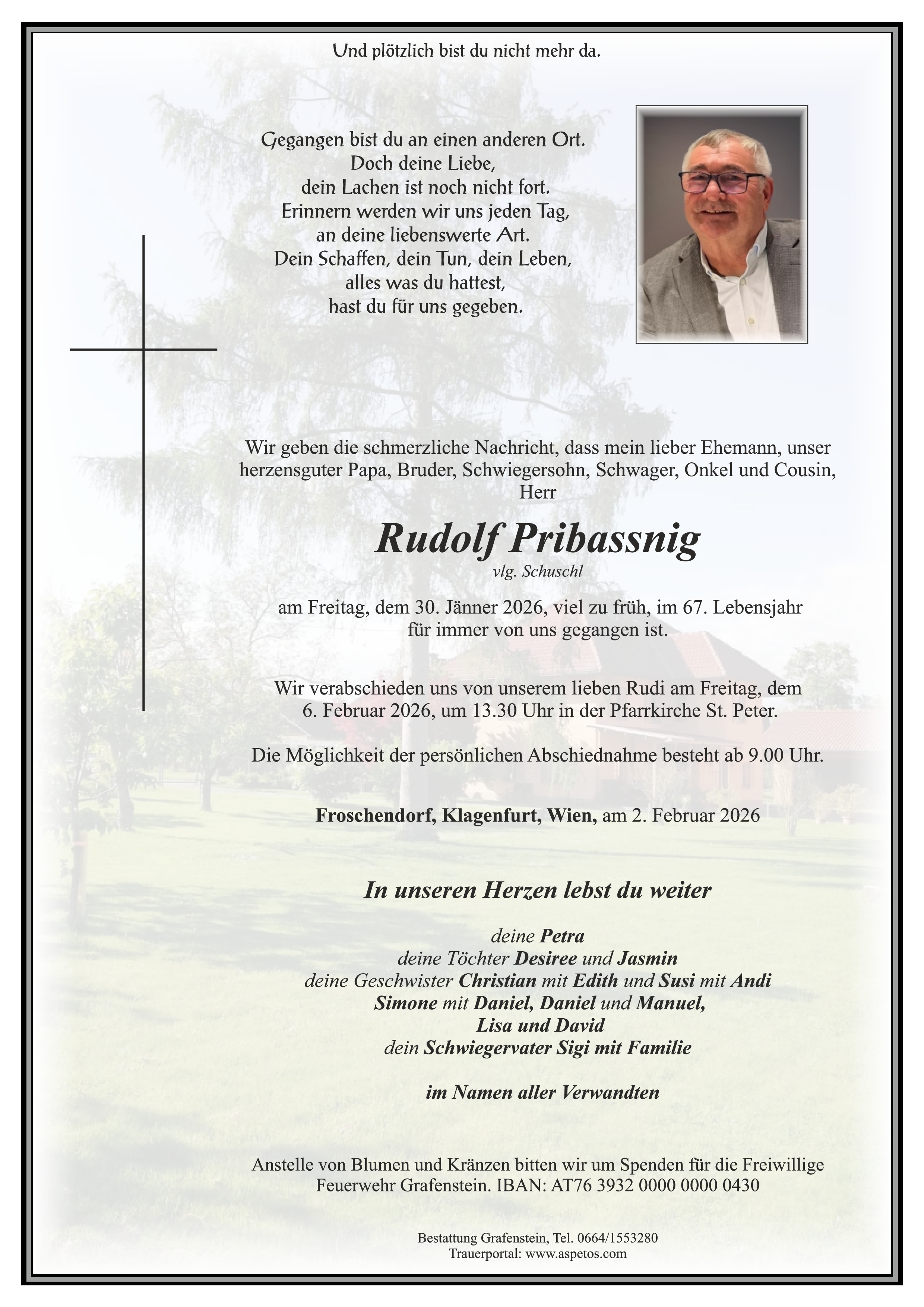 Traueranzeige von Rudolf Pribassnig