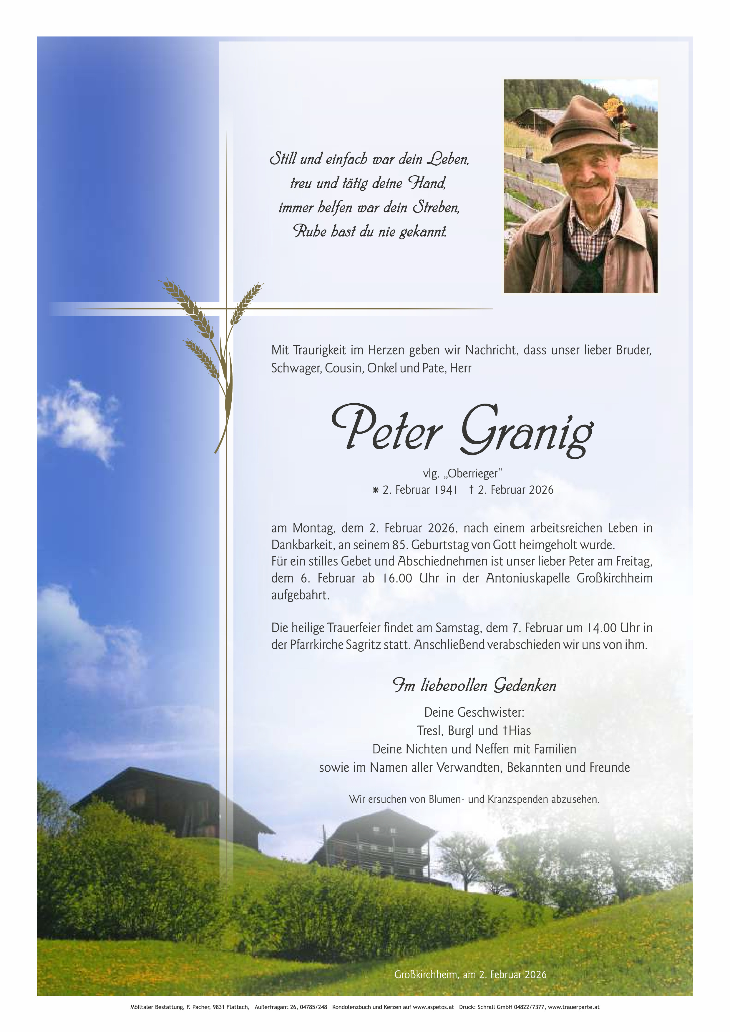 Traueranzeige von Peter Granig