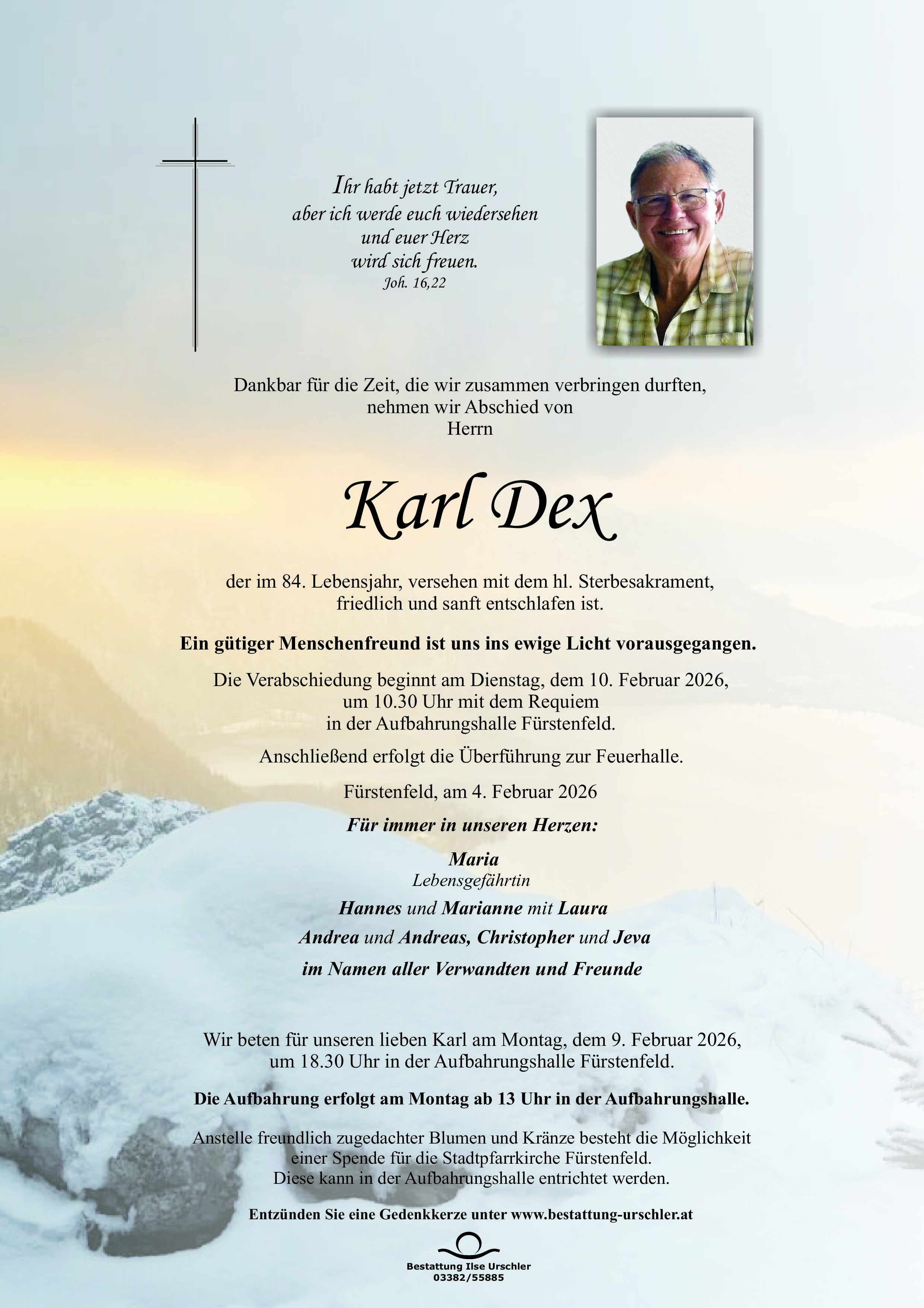 Traueranzeige von Karl Dex