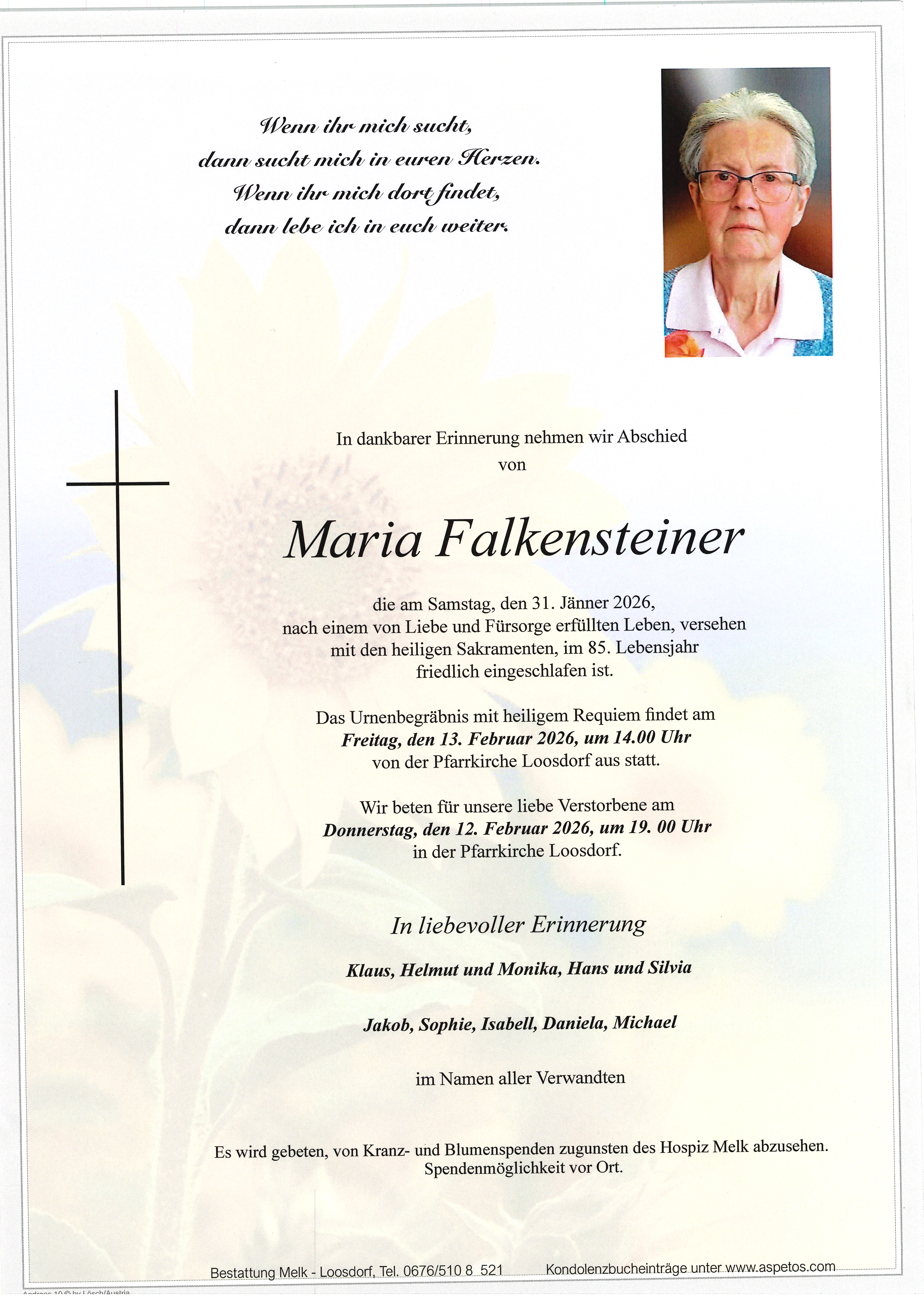 Traueranzeige von Maria Falkensteiner