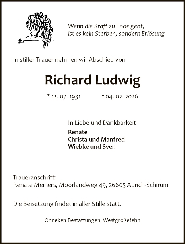 Traueranzeige von Richard Ludwig