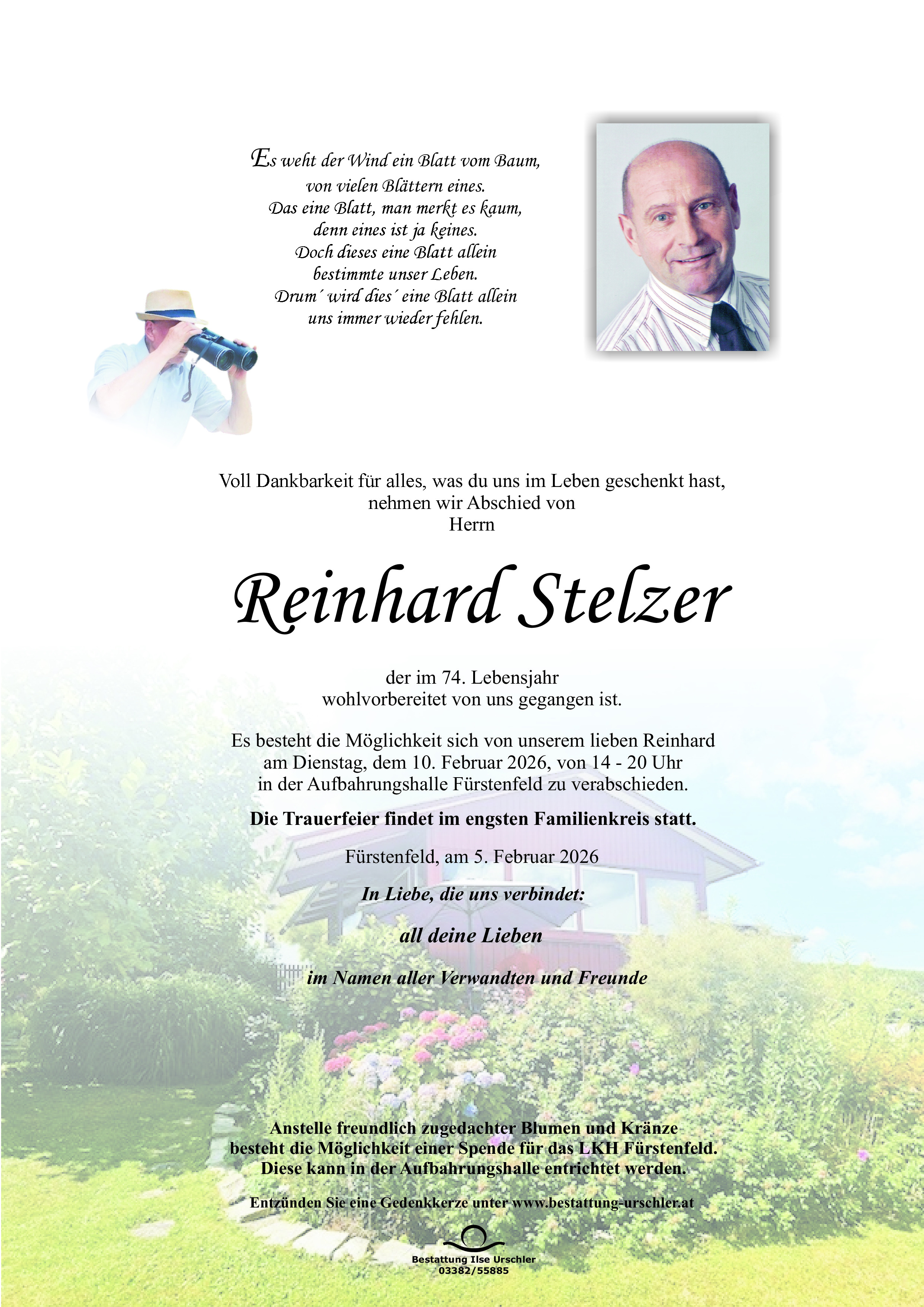 Traueranzeige von Reinhard Stelzer