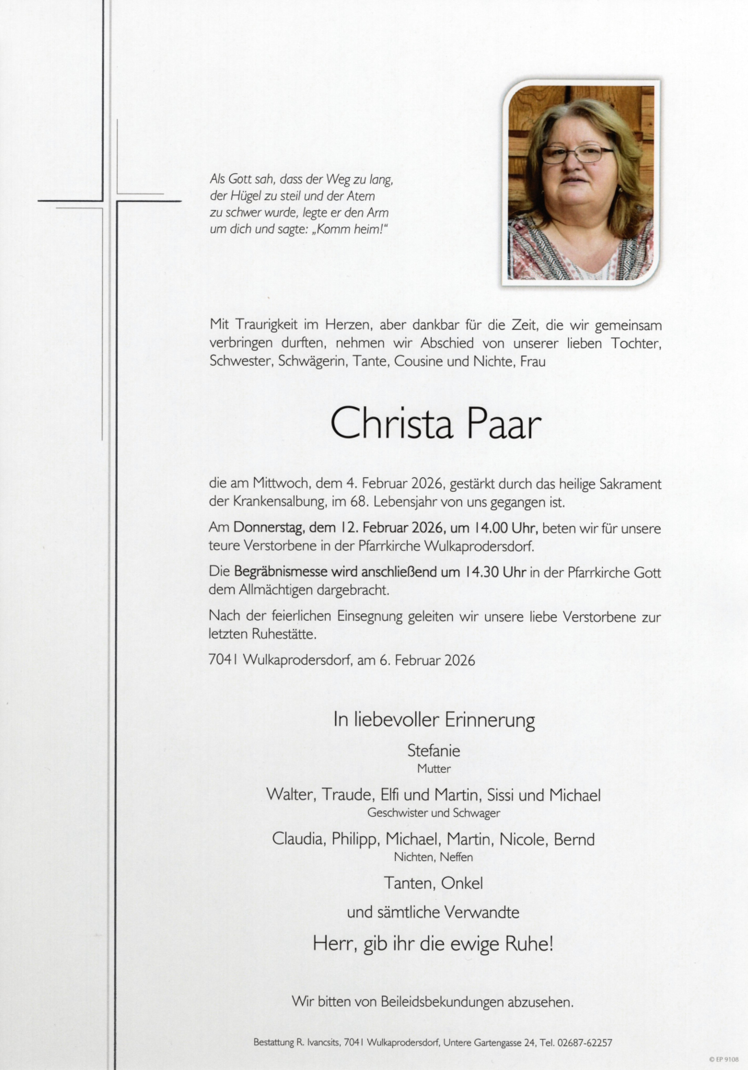 Traueranzeige von Christa Paar