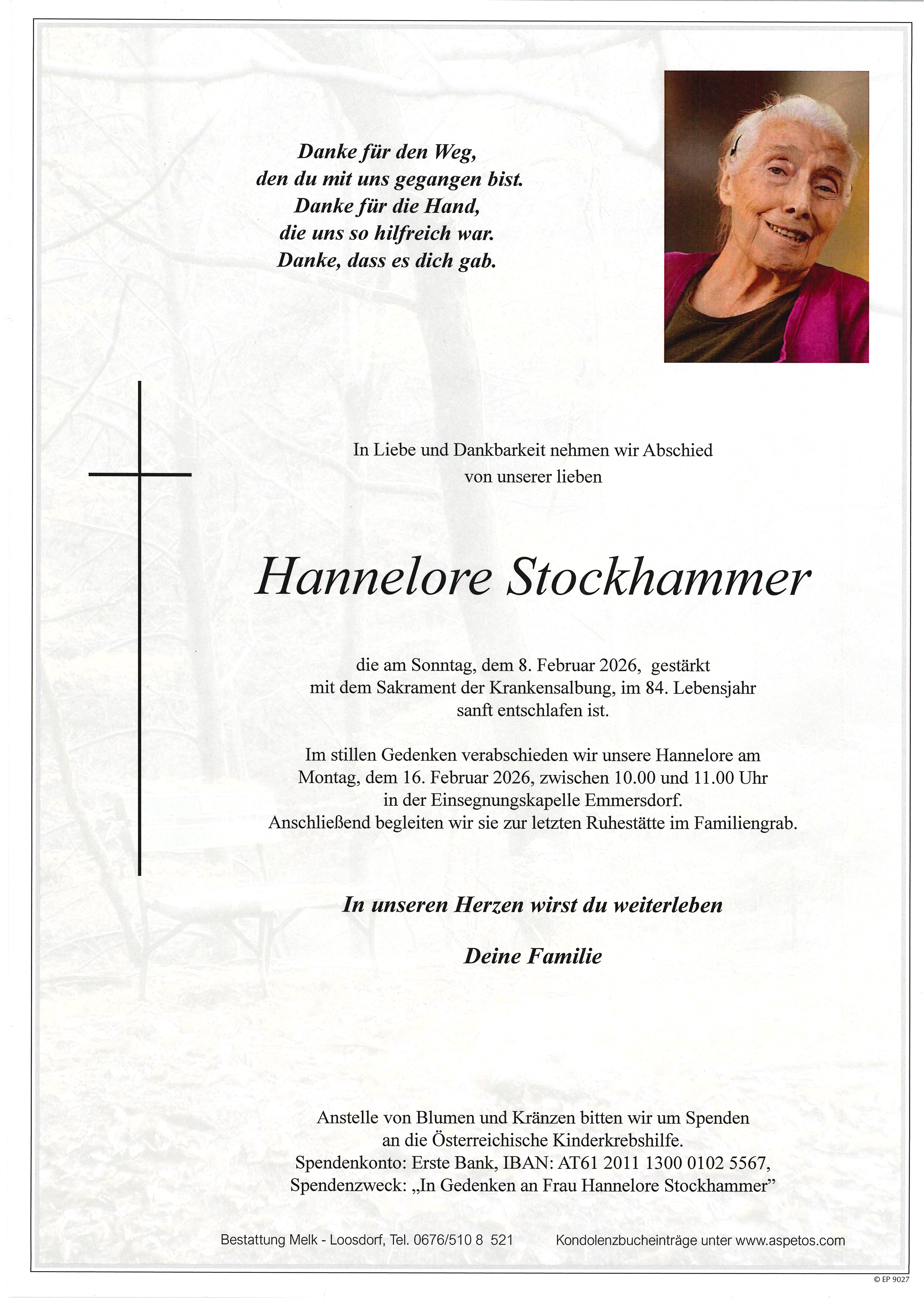 Traueranzeige von Hannelore Stockhammer