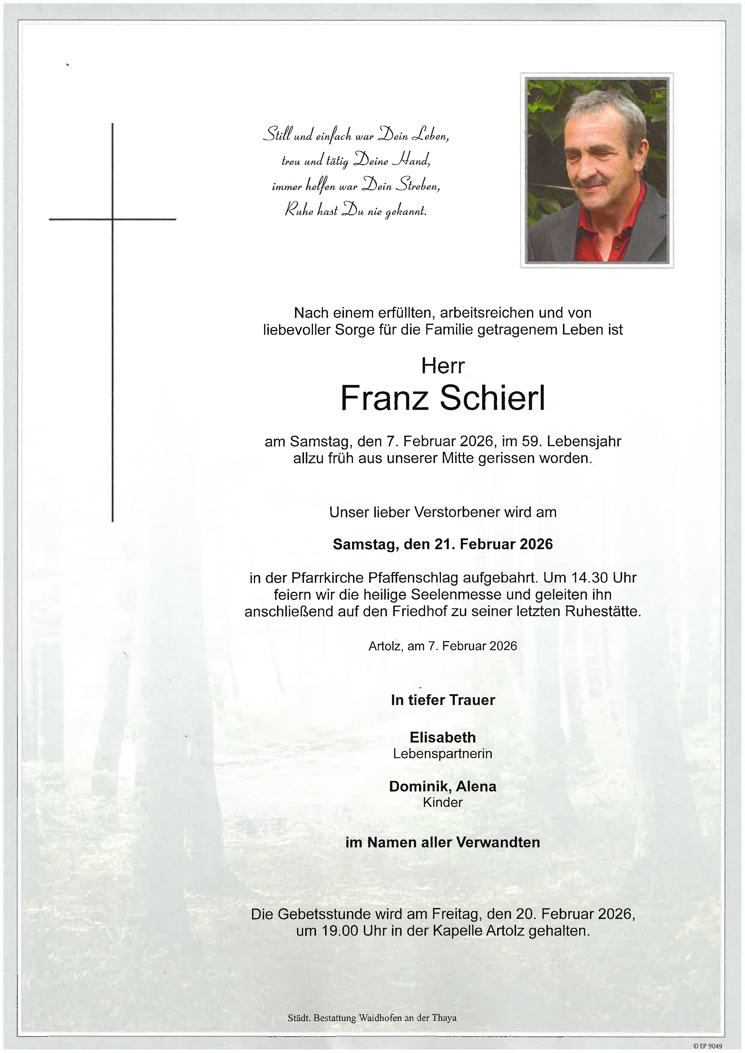 Traueranzeige von Franz Schierl