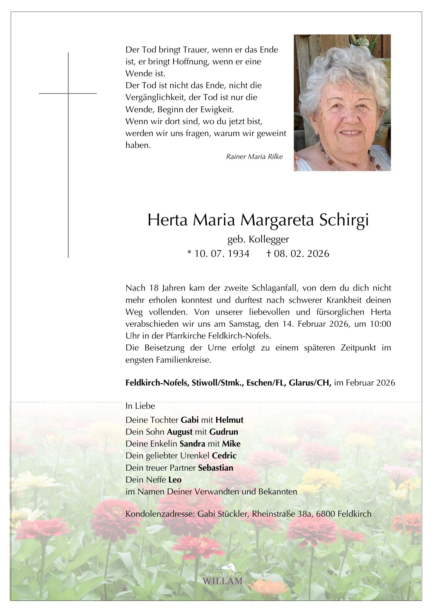Traueranzeige von Herta Maria Margareta Schirgi