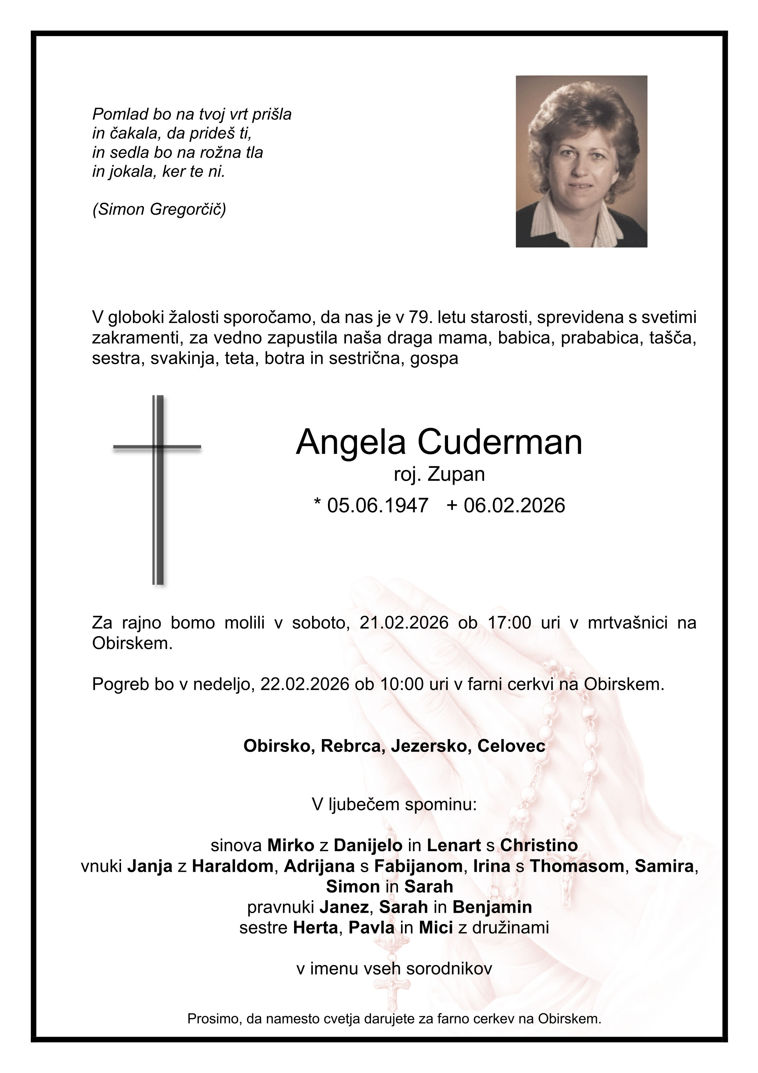 Traueranzeige von Angela Cuderman