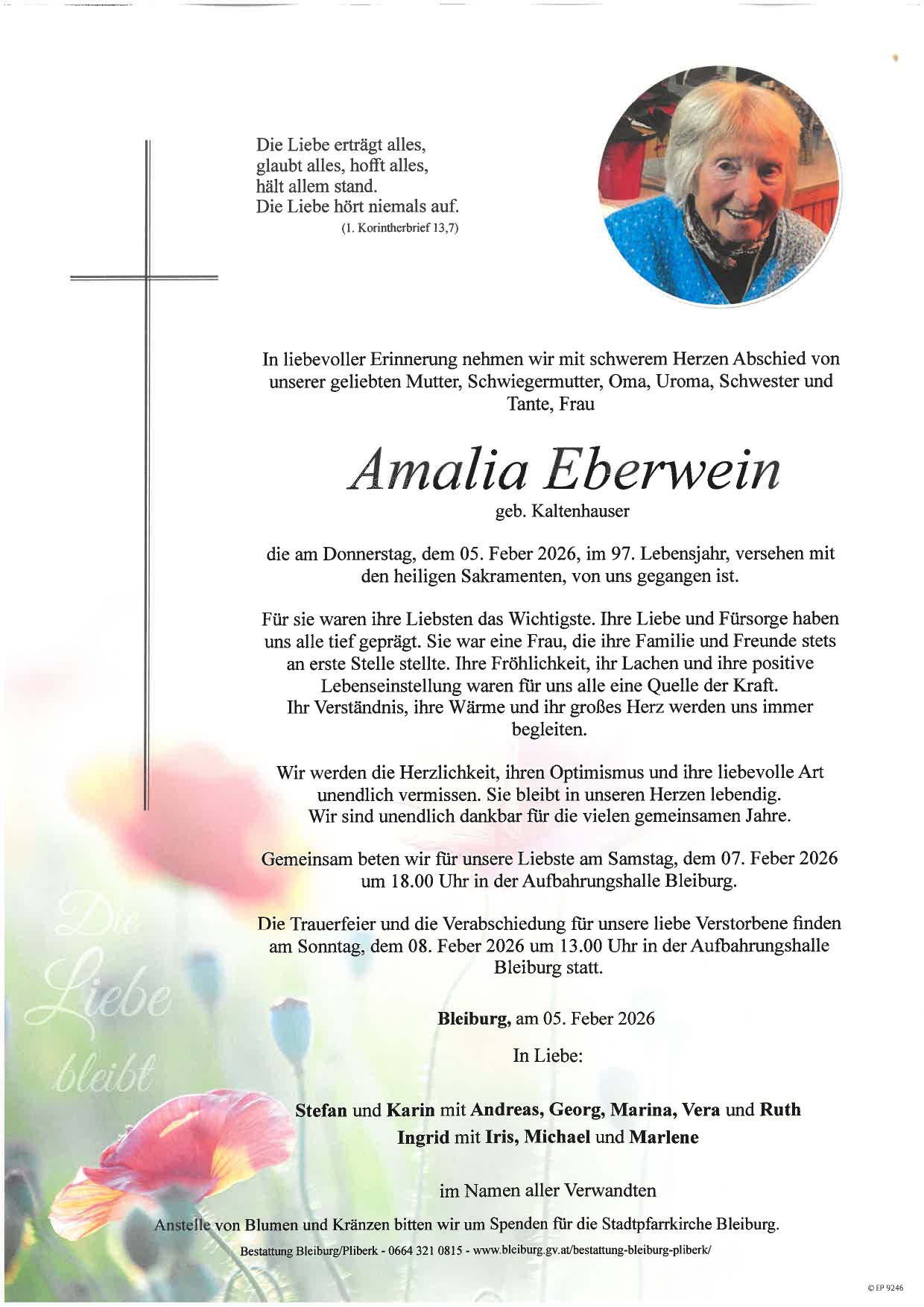 Traueranzeige von Amalia Eberwein