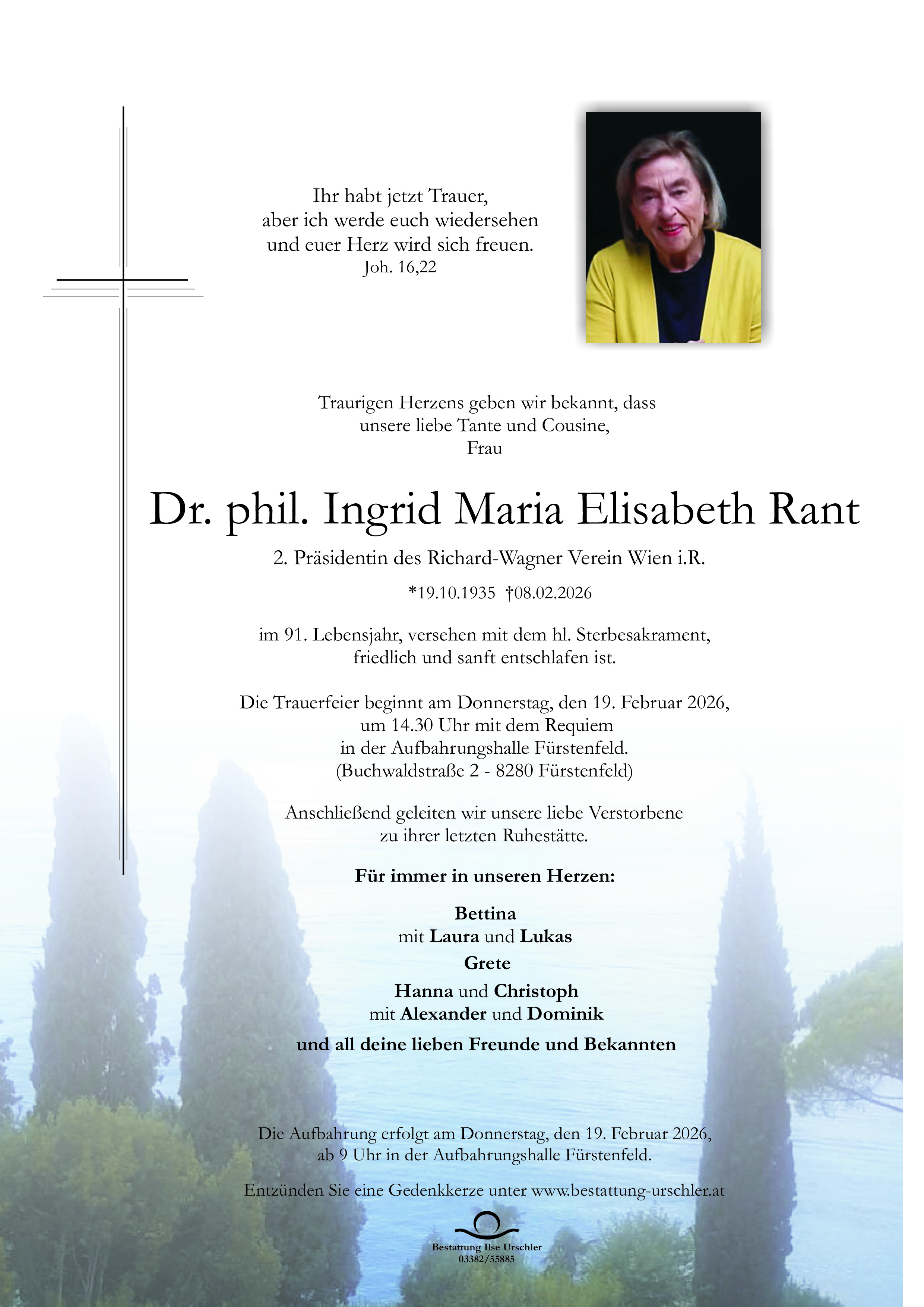 Traueranzeige von Dr. phil. Ingrid Maria Elisabeth Rant