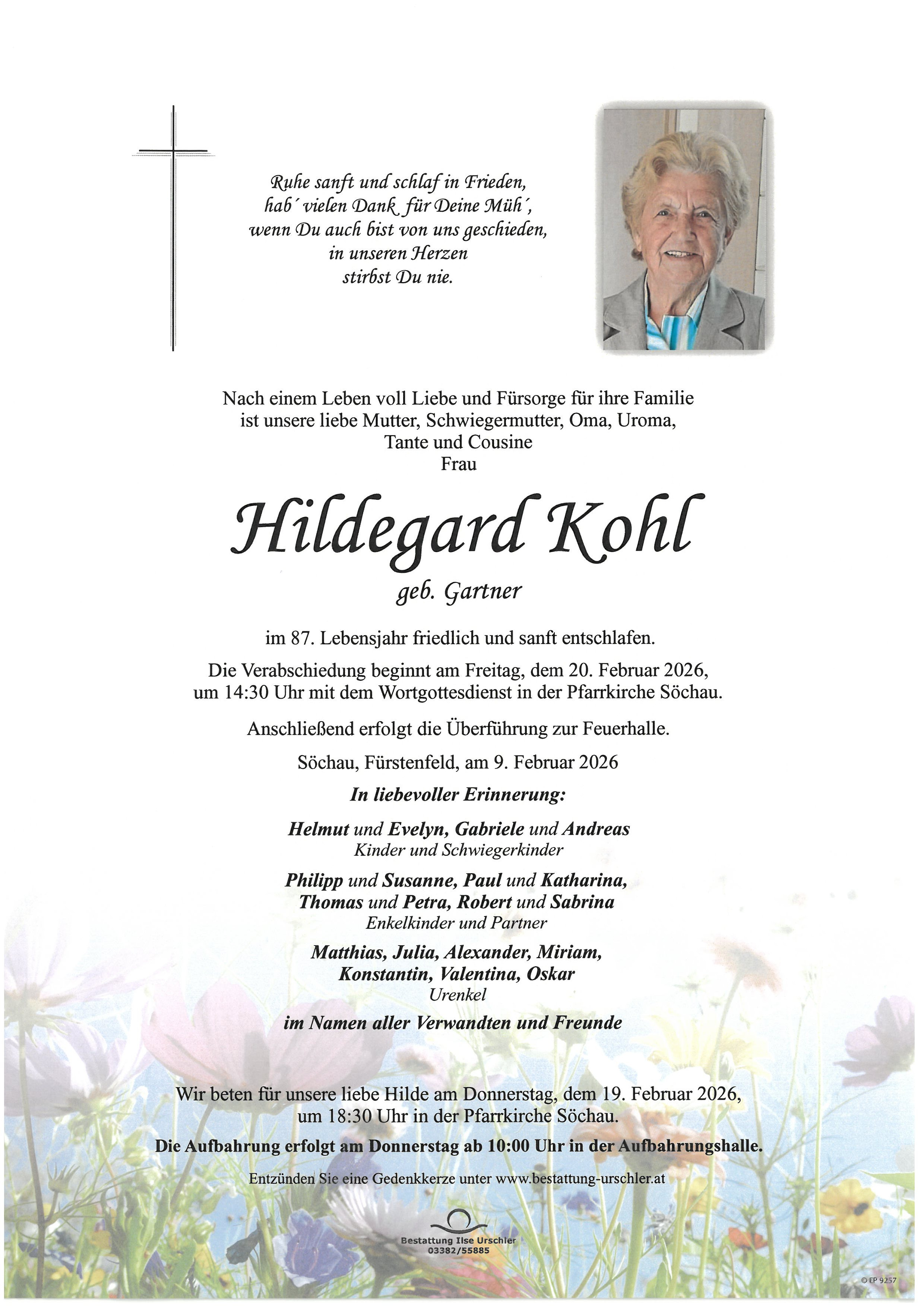 Traueranzeige von Hildegard Kohl