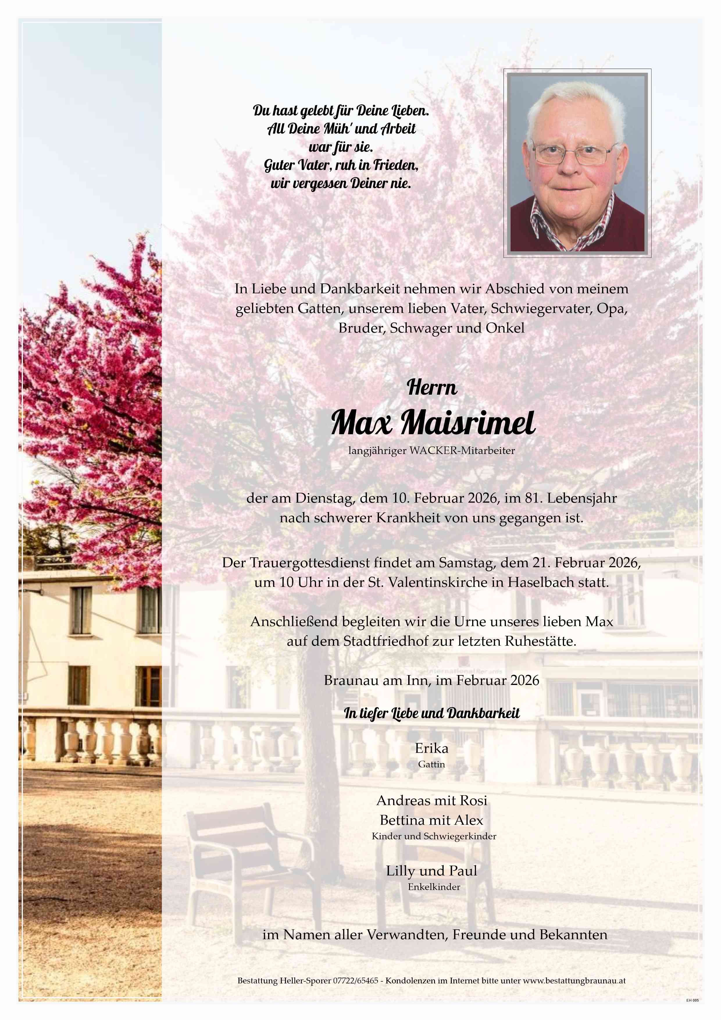 Traueranzeige von Max Maisrimel