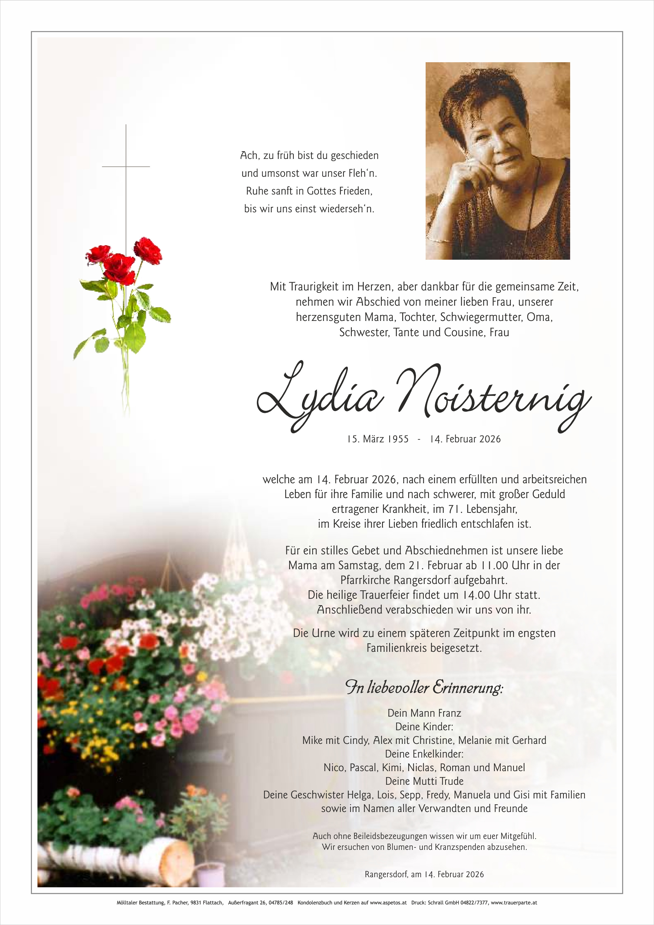 Traueranzeige von Lydia Noisternig
