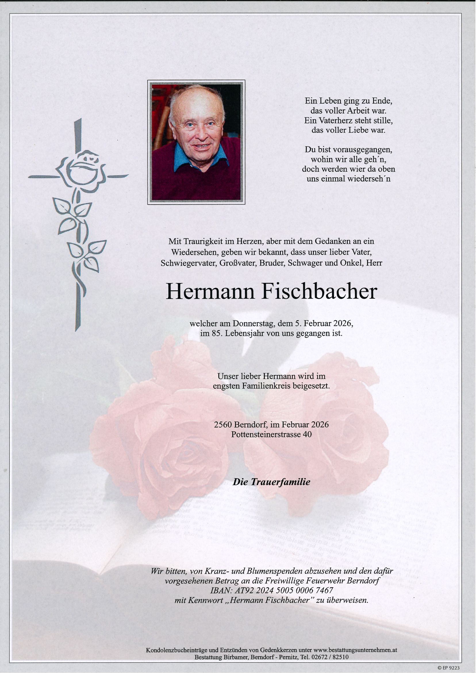 Traueranzeige von Hermann Fischbacher