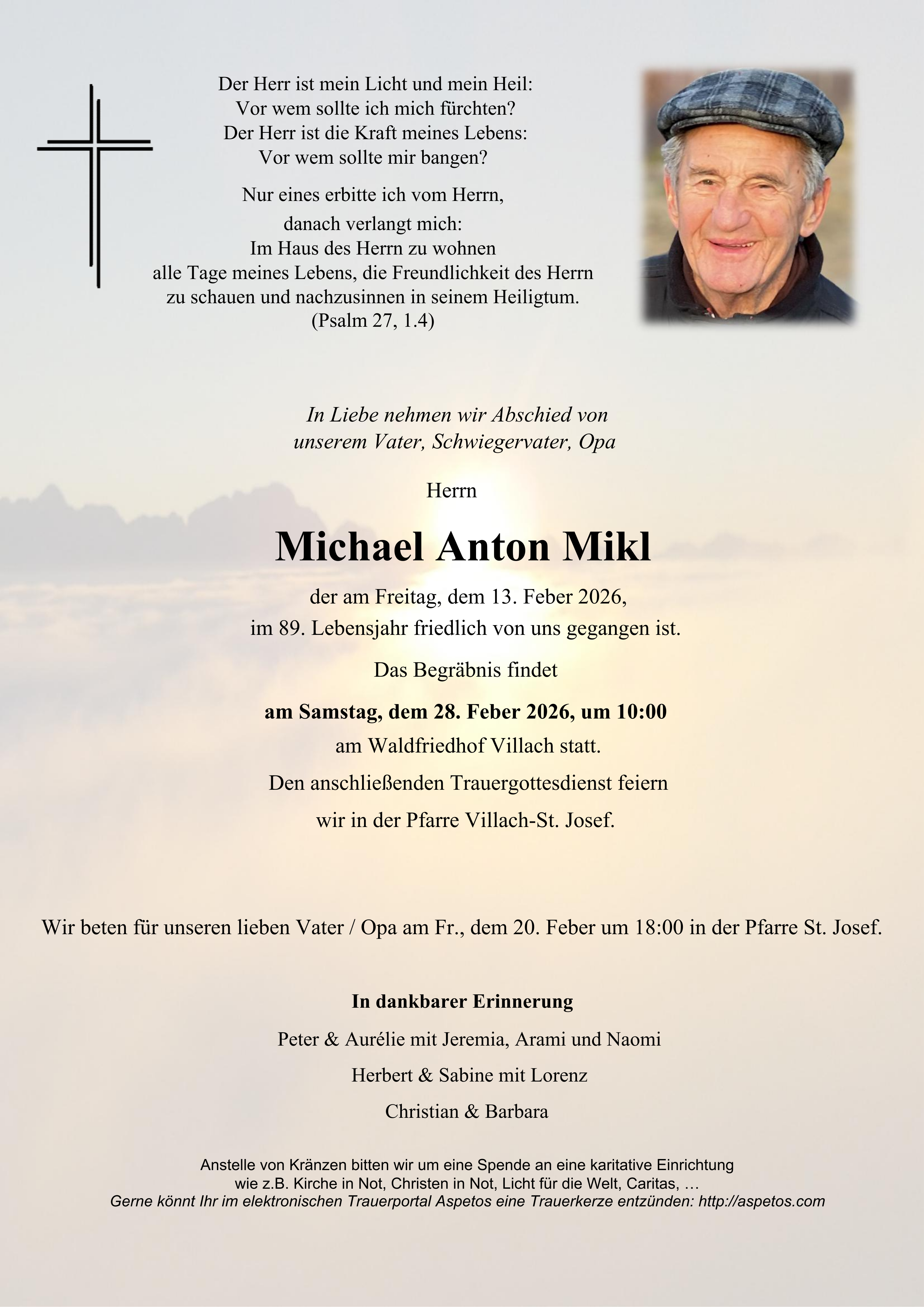 Traueranzeige von Michael Anton Mikl