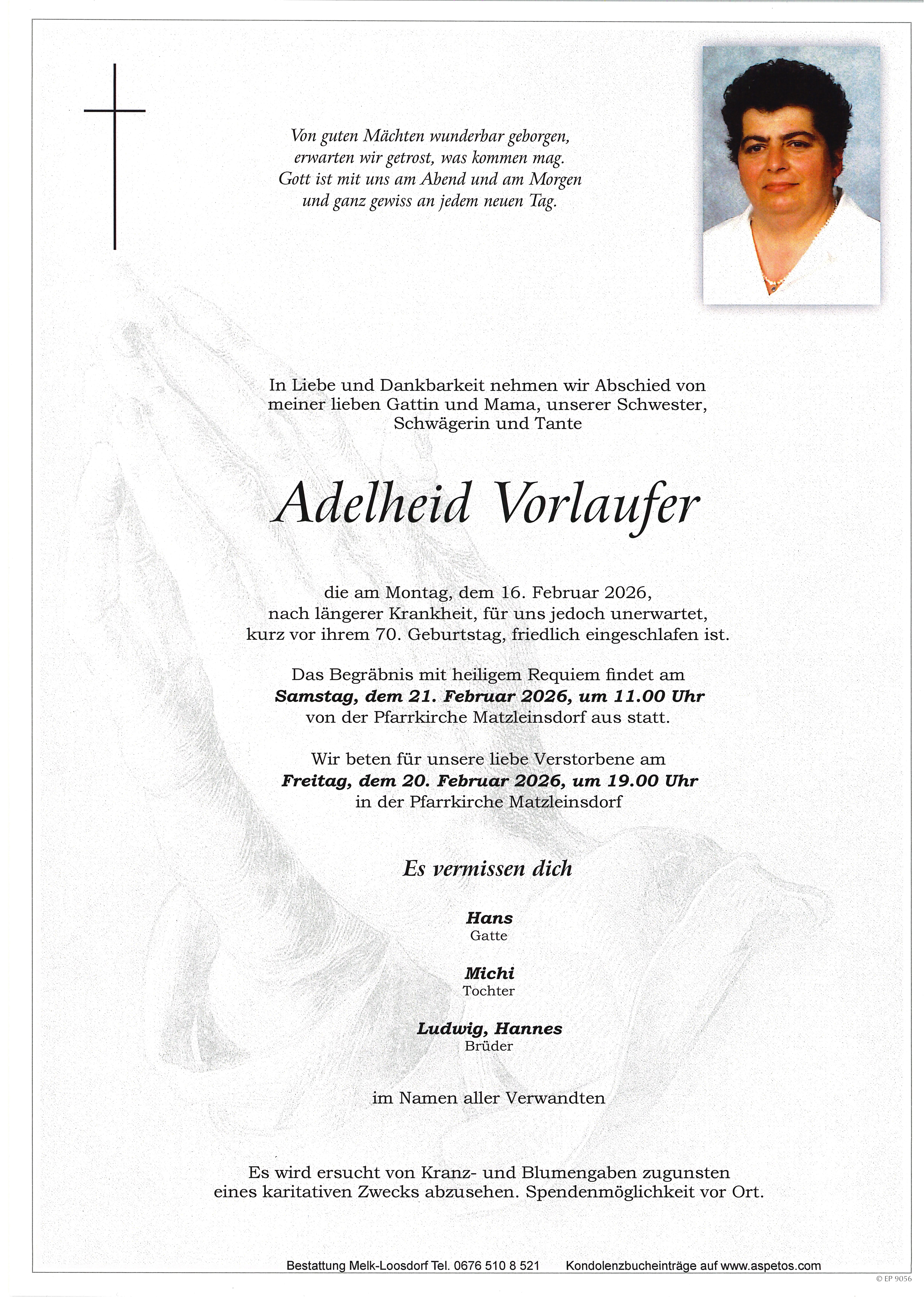 Traueranzeige von Adelheid Vorlaufer