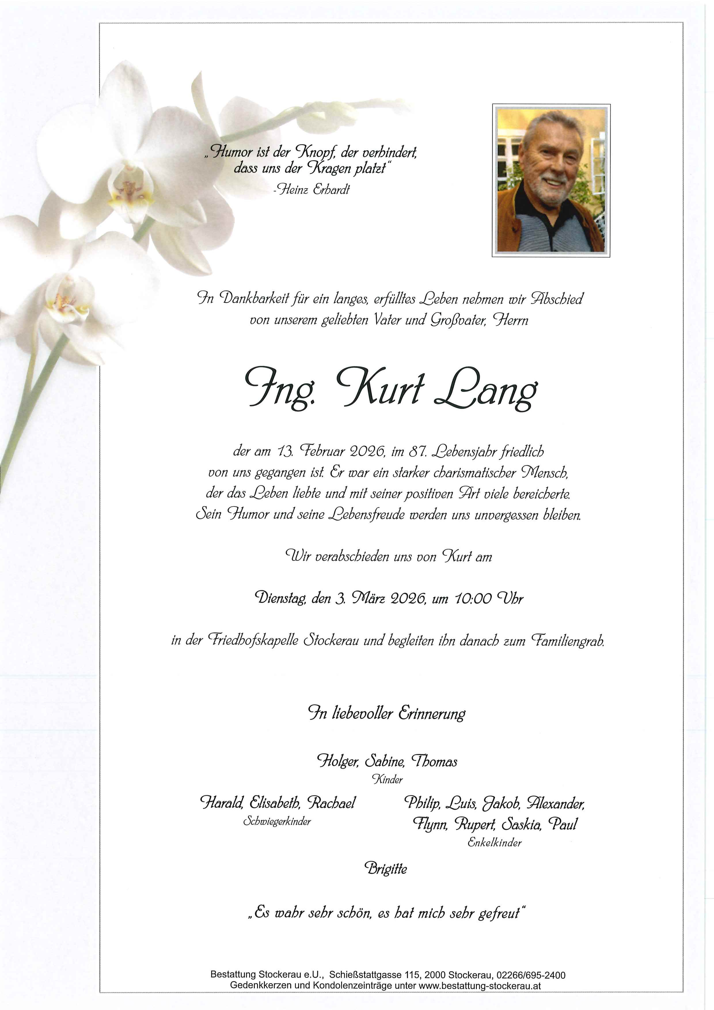 Traueranzeige von Mag. Kurt Lang