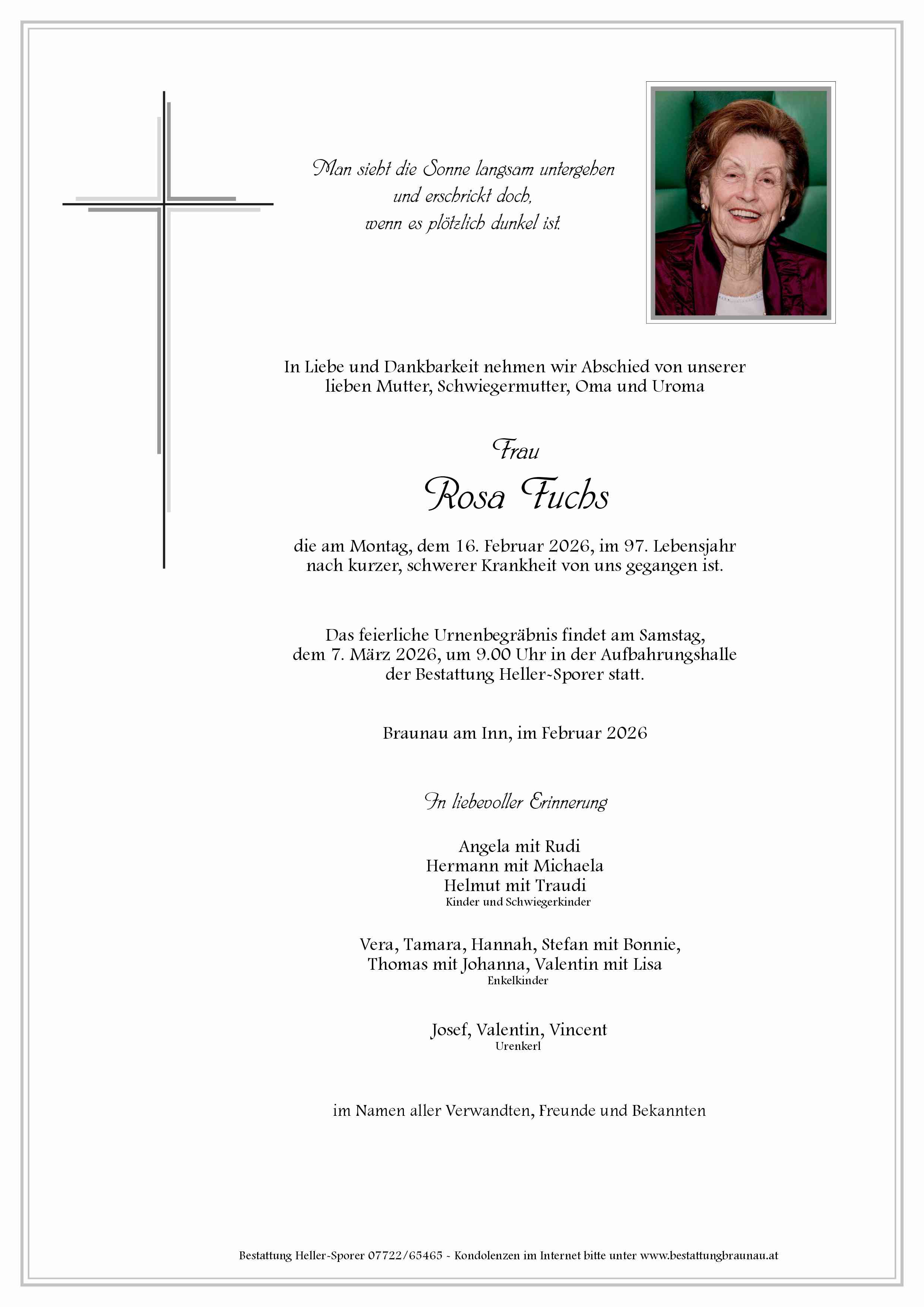 Traueranzeige von Rosa Fuchs