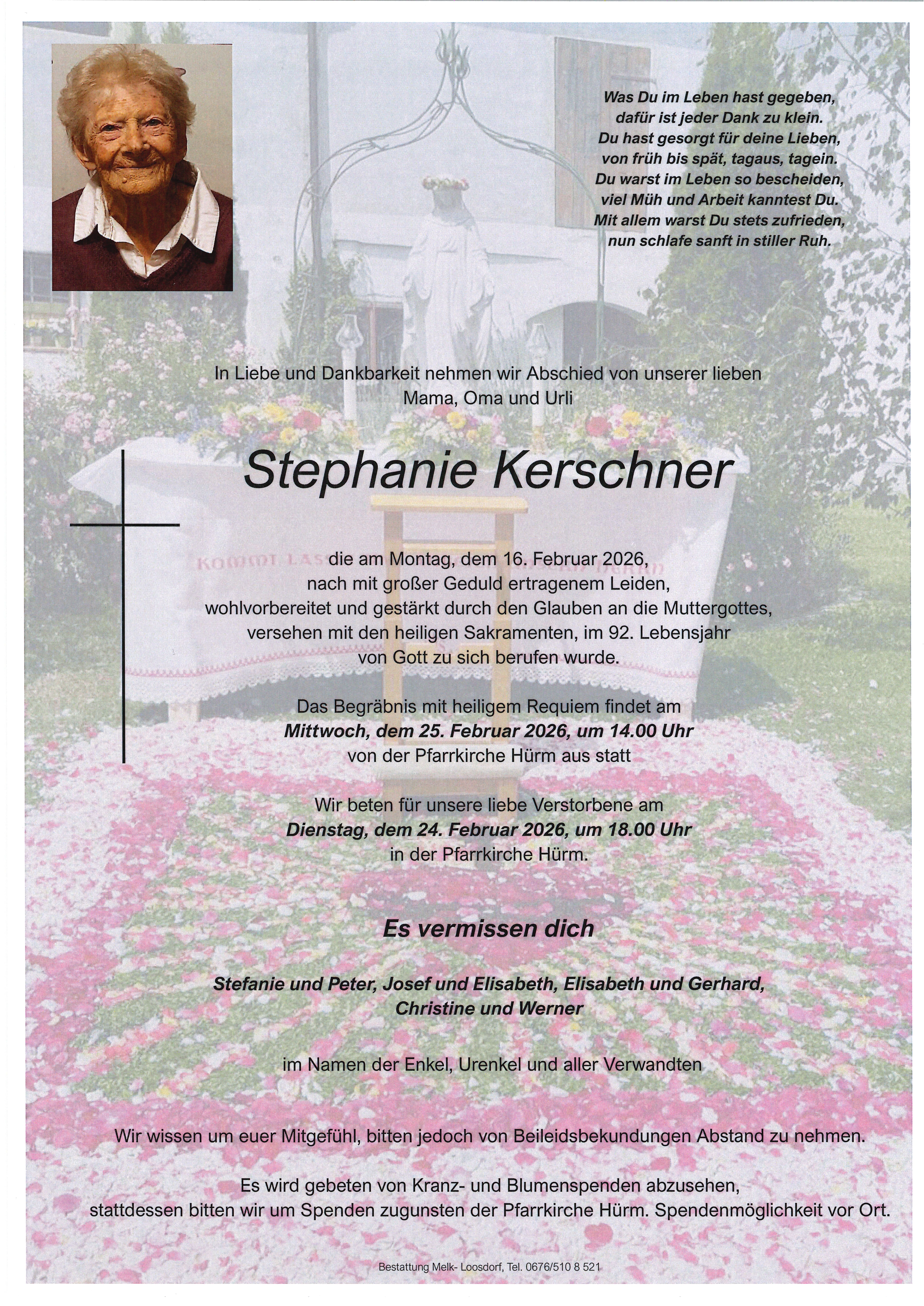 Traueranzeige von Stephanie Kerschner