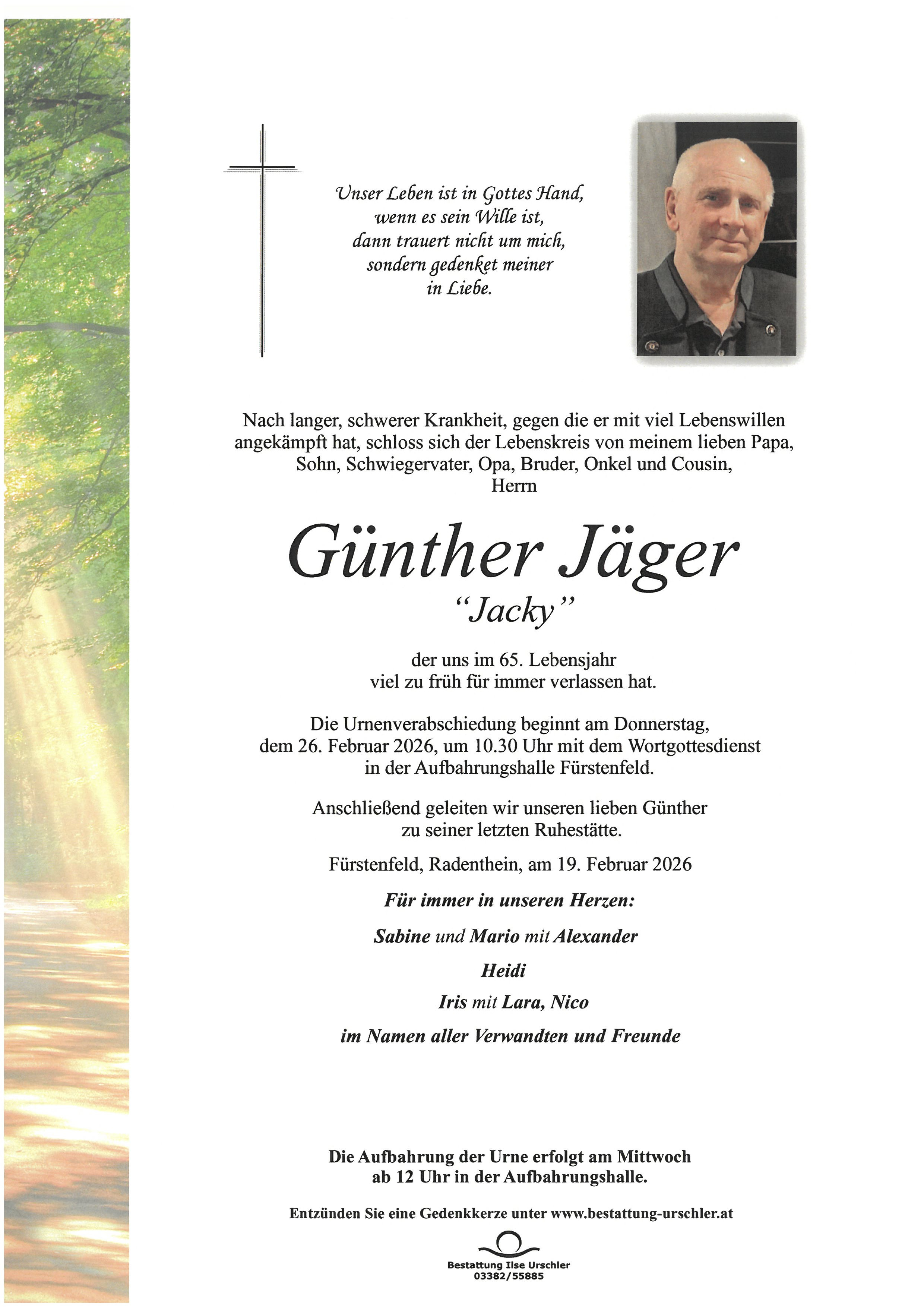 Traueranzeige von Günther "Jacky" Jäger