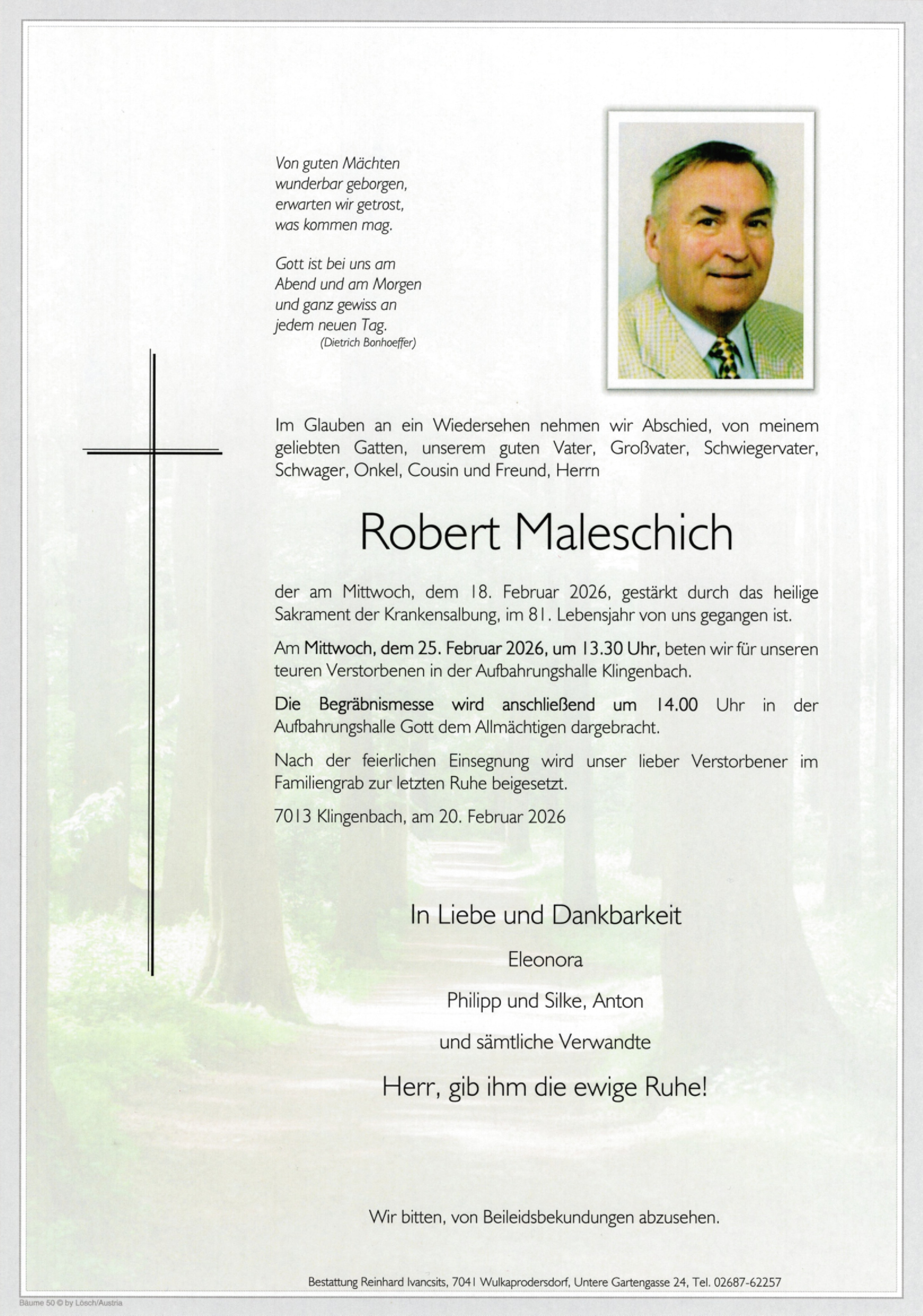 Traueranzeige von Robert Maleschich