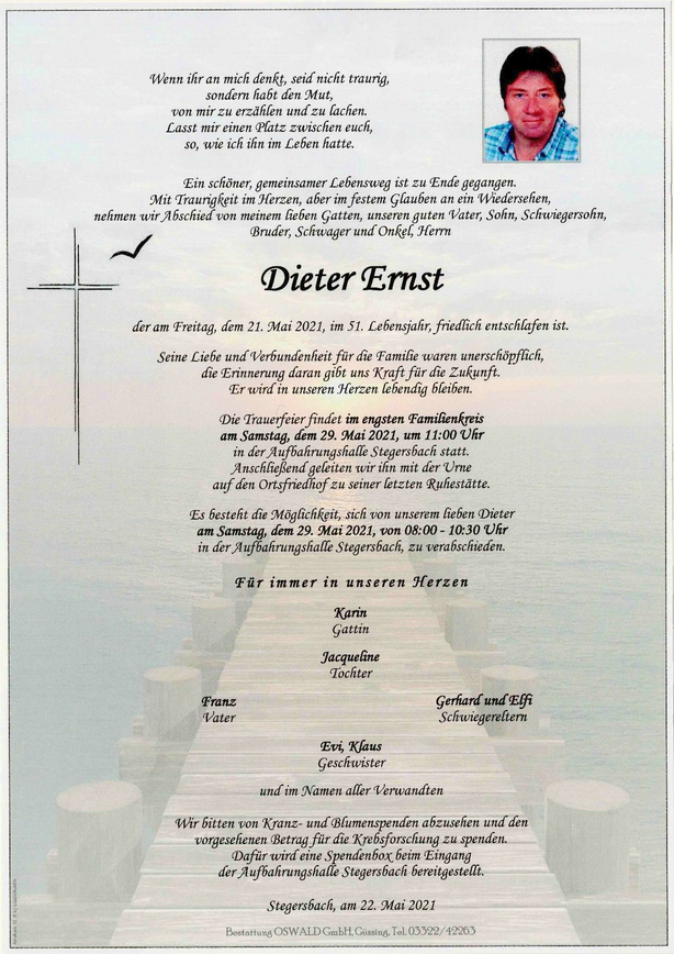 Traueranzeige von Dieter Ernst