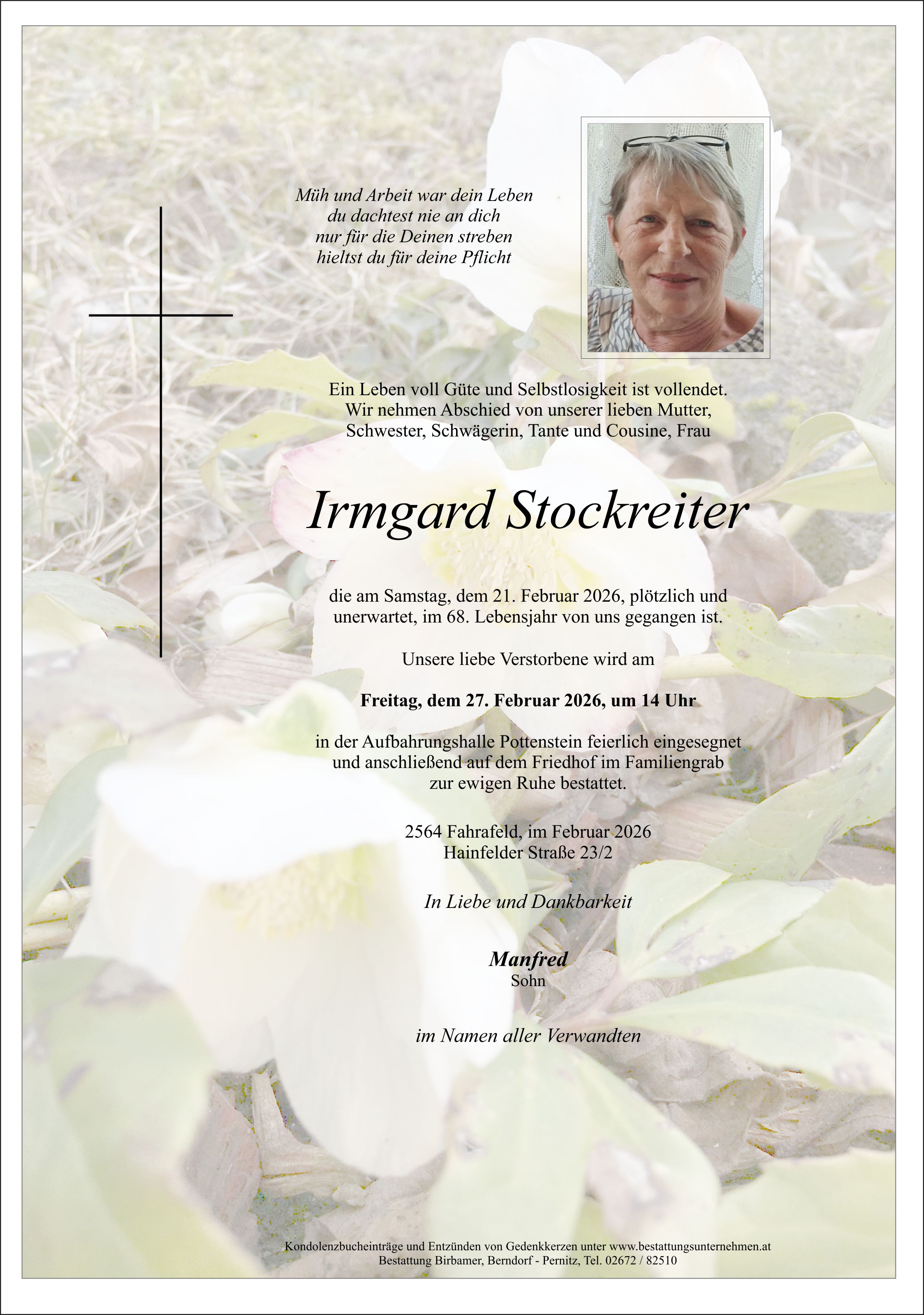 Traueranzeige von Irmgard Stockreiter