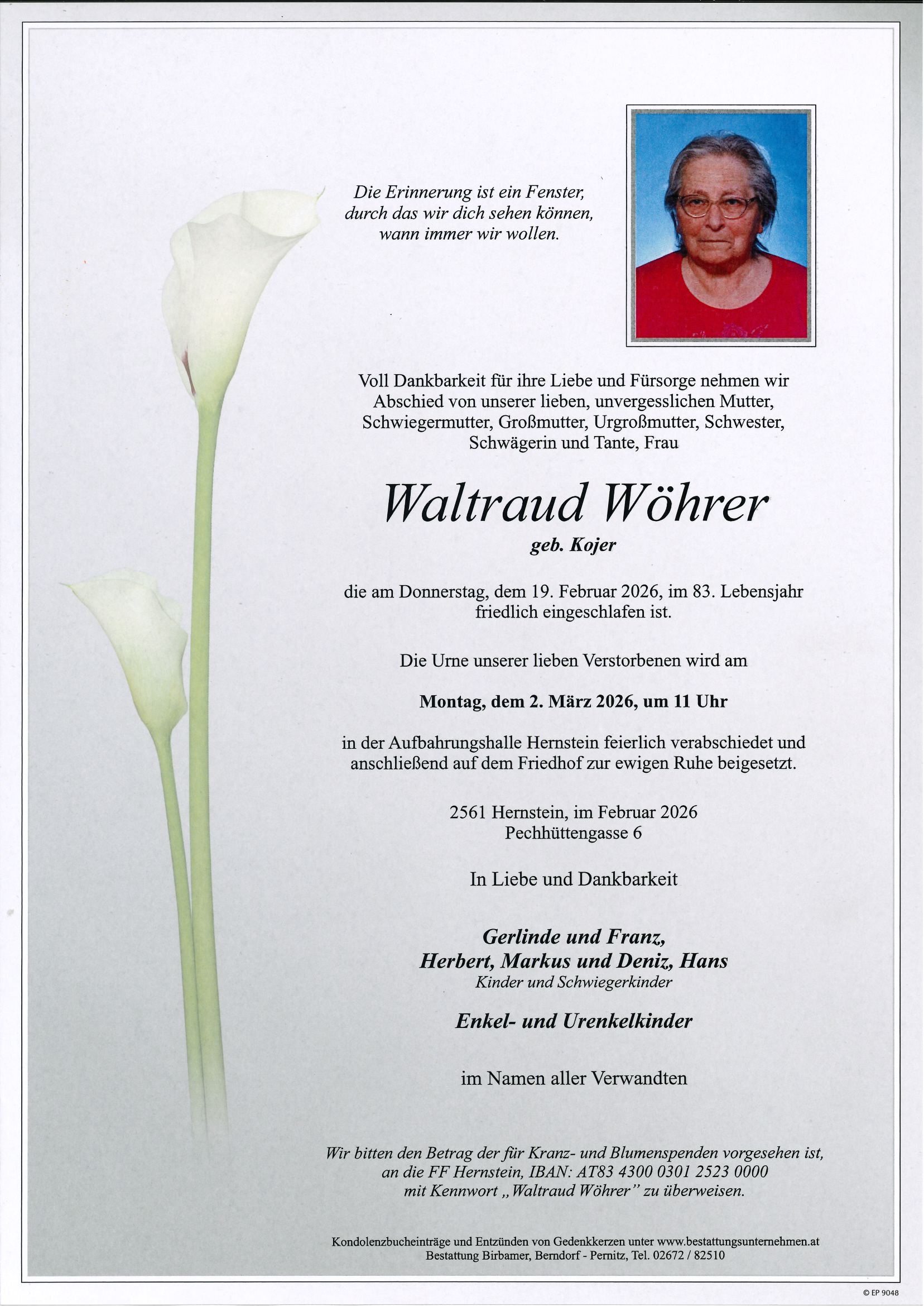 Traueranzeige von Waltraud Wöhrer
