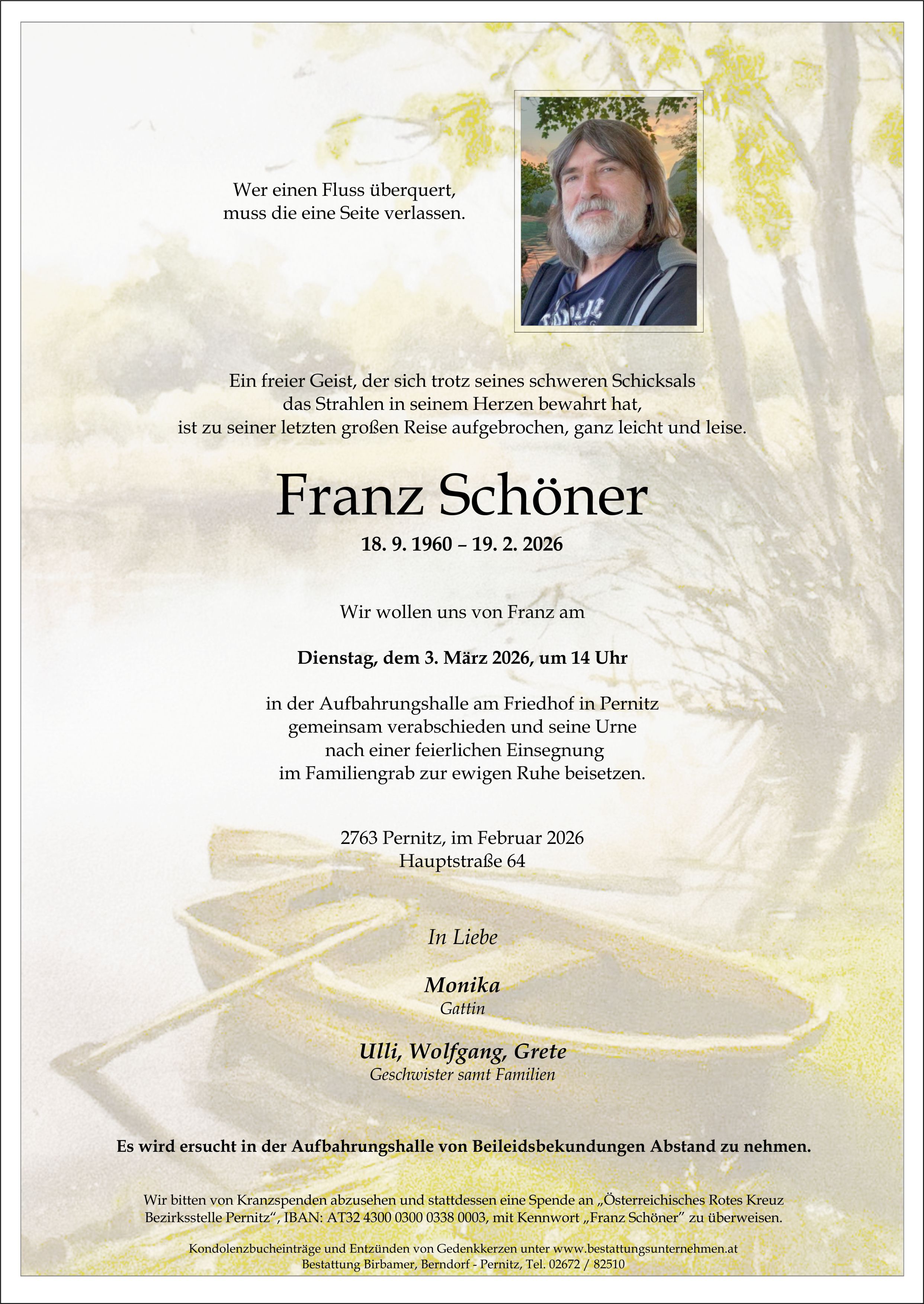 Traueranzeige von Franz Schöner