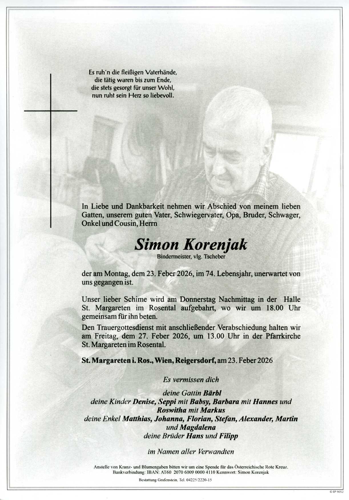Traueranzeige von Simon Korenjak