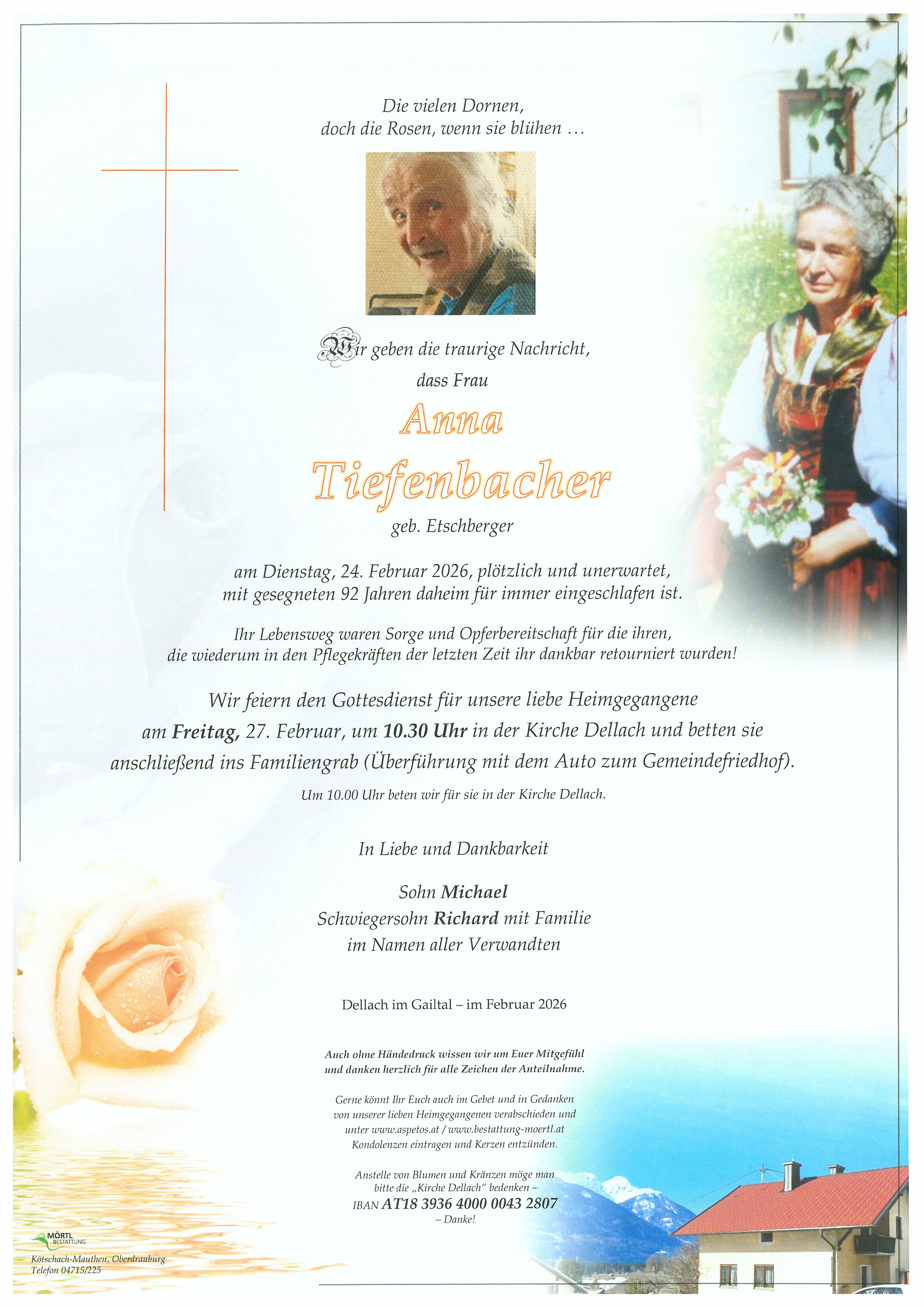 Traueranzeige von Anna Tiefenbacher