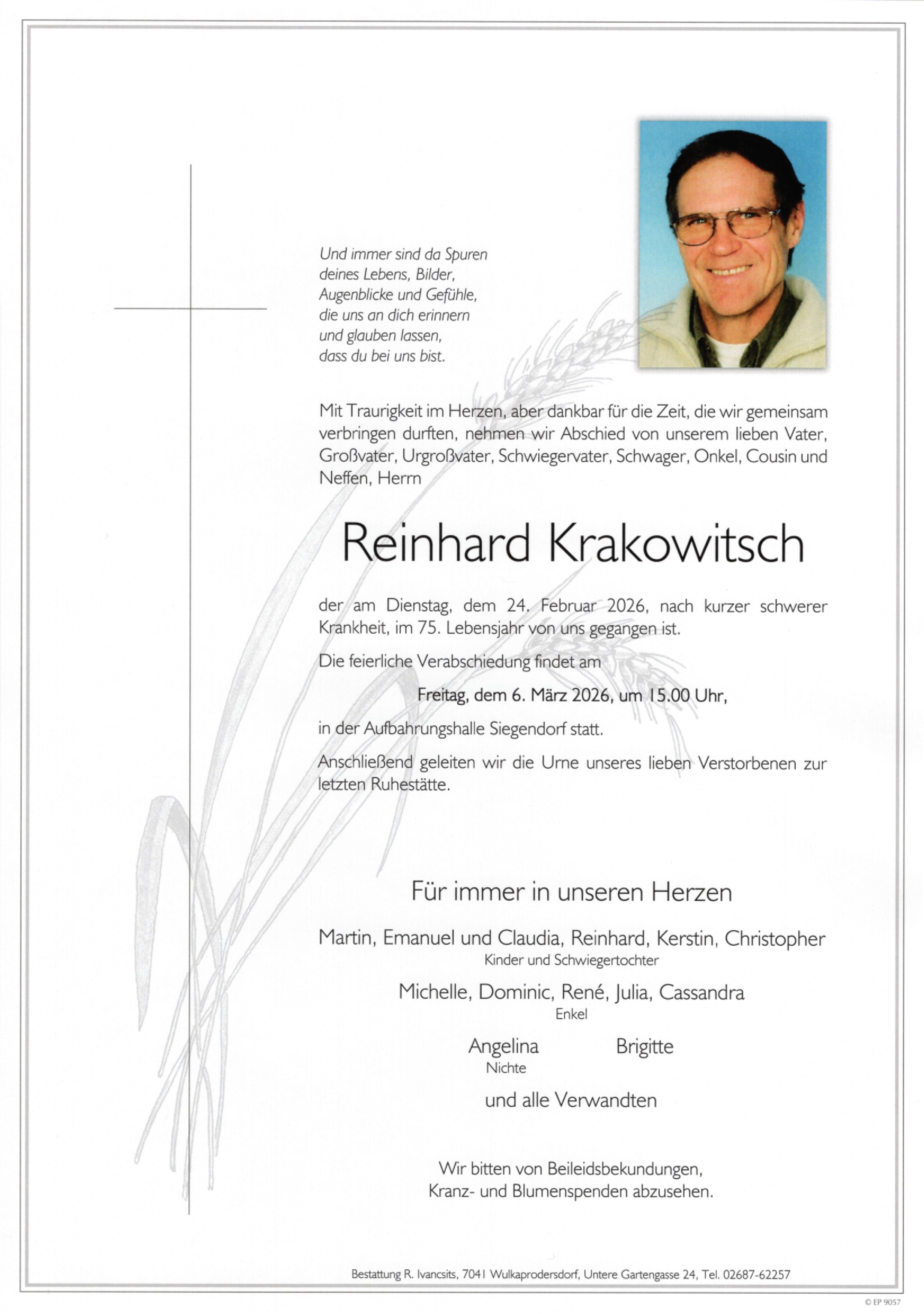 Traueranzeige von Reinhard Krakowitsch