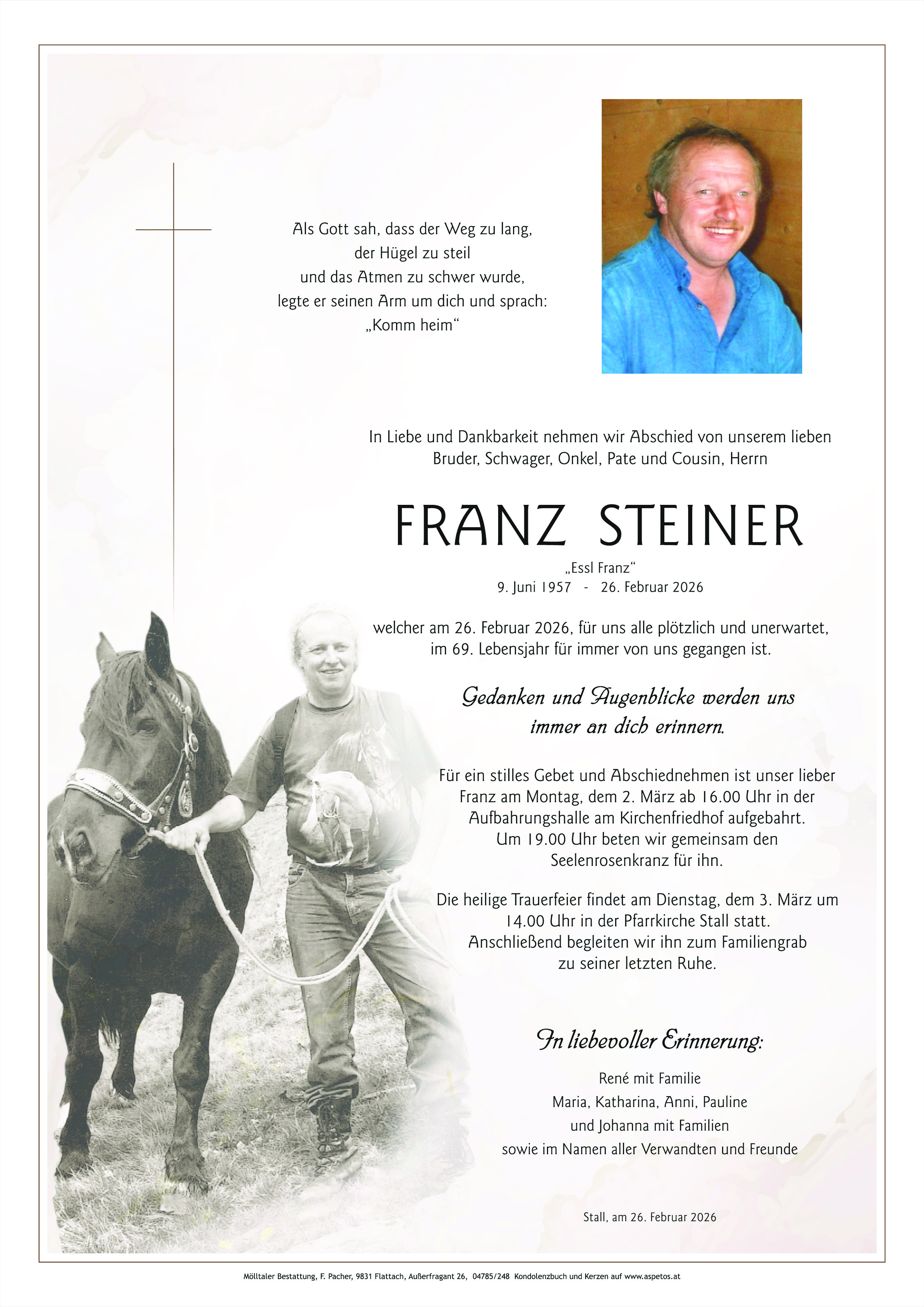 Traueranzeige von Franz Steiner