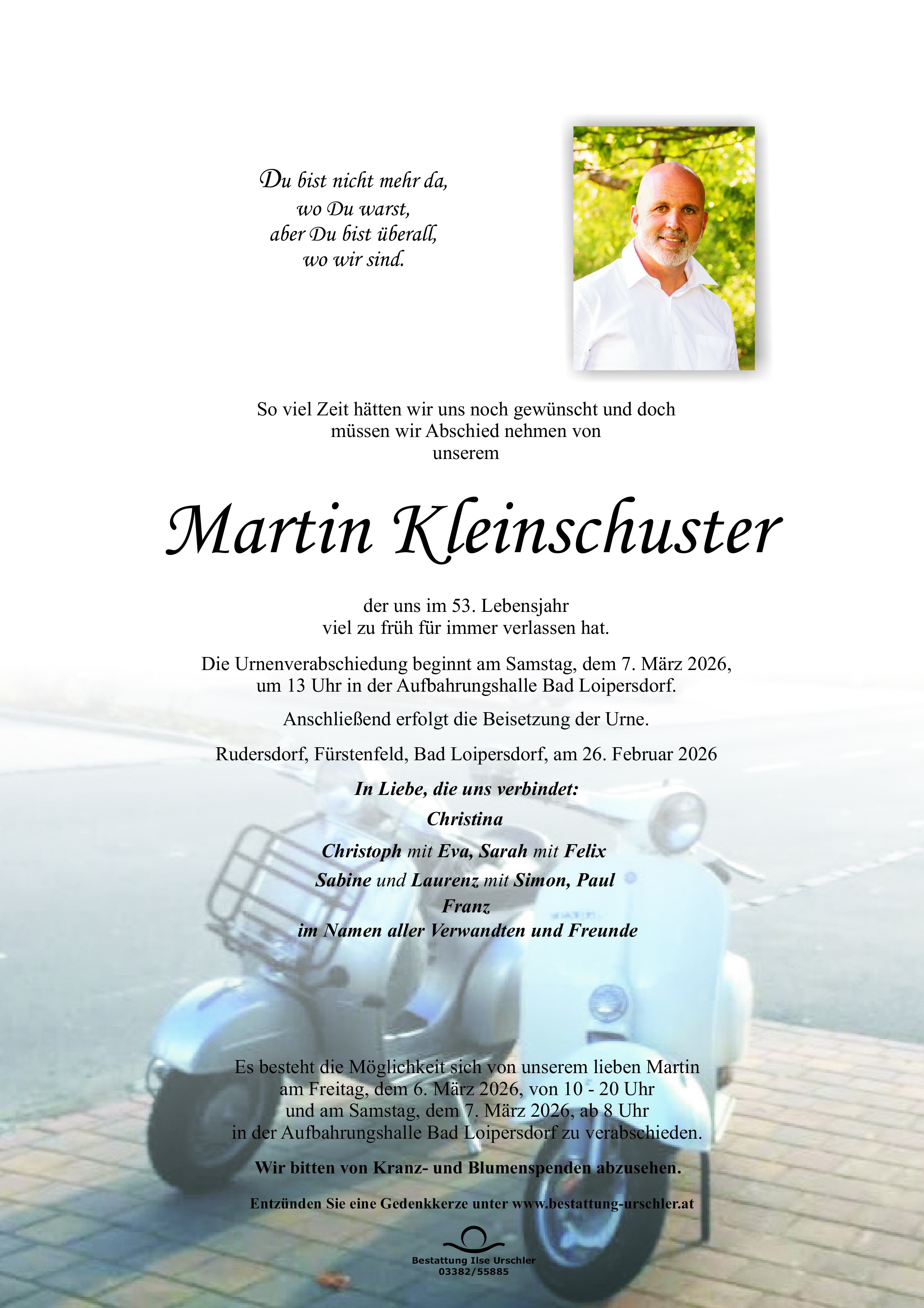 Traueranzeige von Martin Kleinschuster
