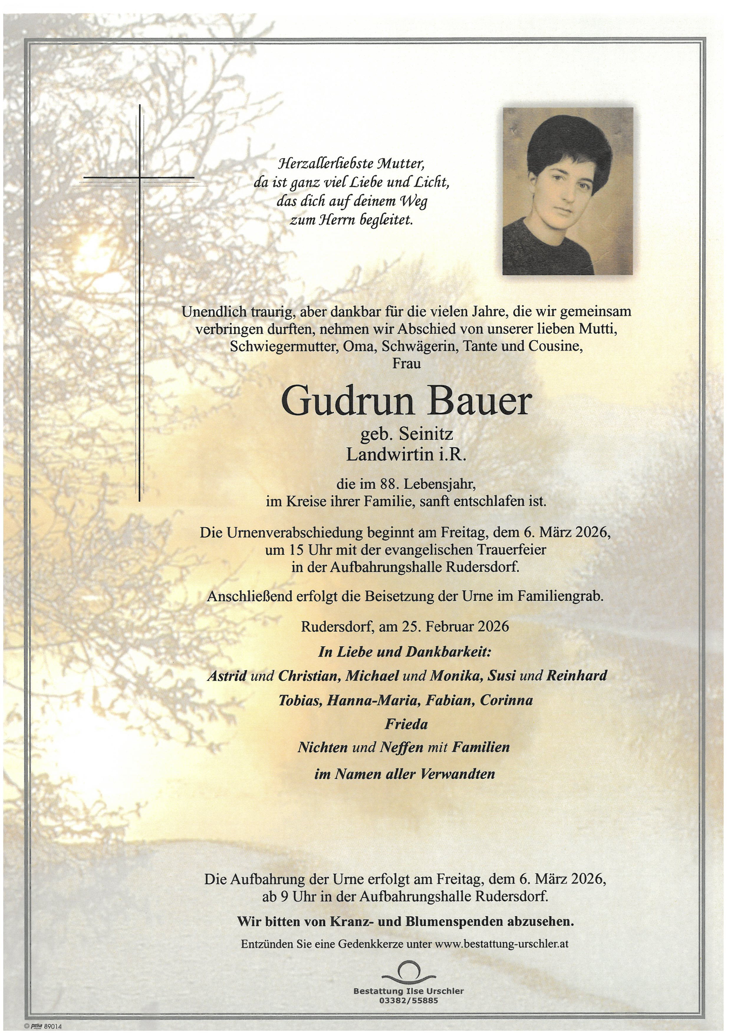 Traueranzeige von Gudrun Bauer