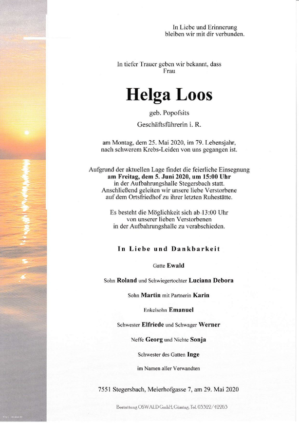 Traueranzeige von Helga Loos