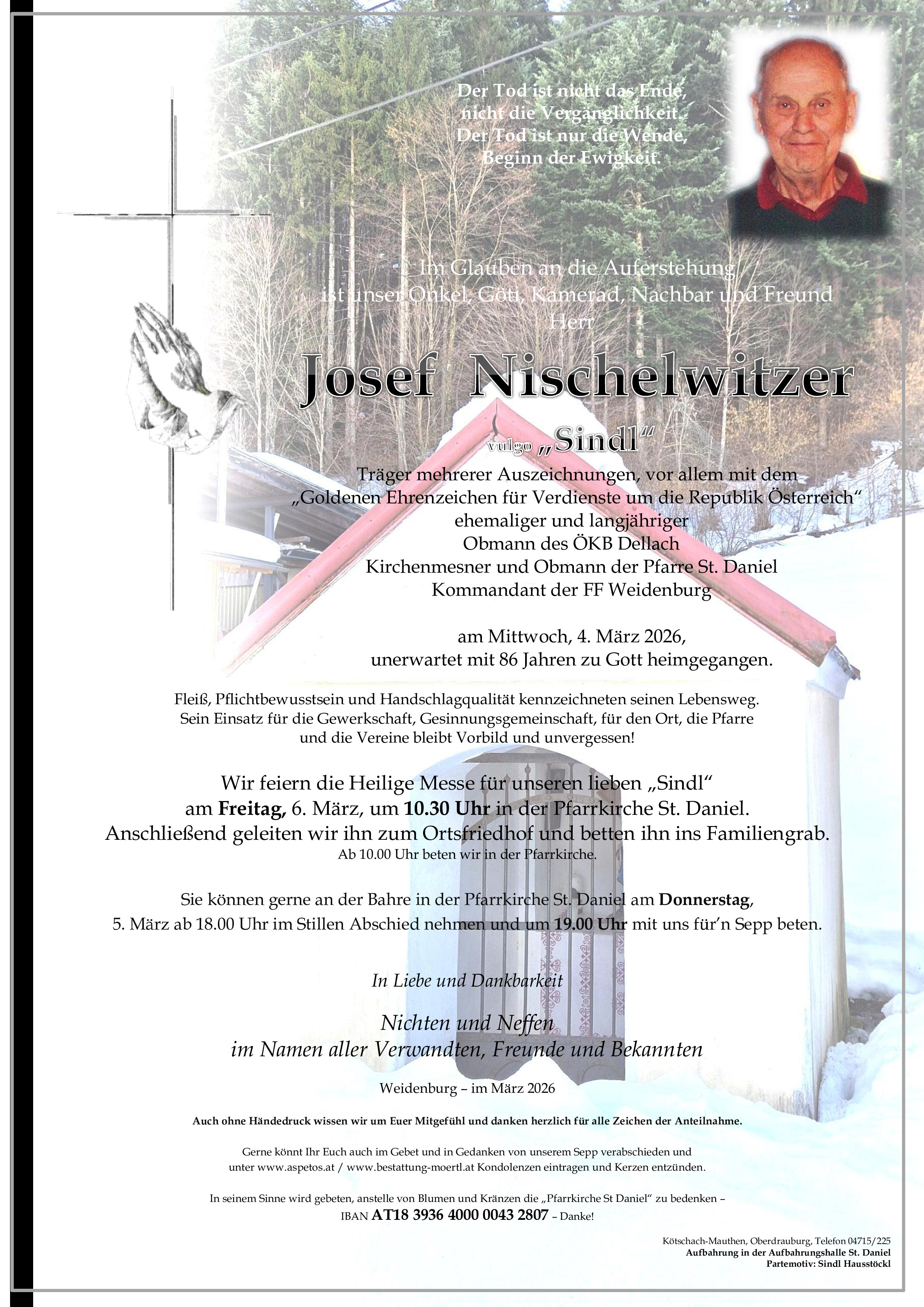 Traueranzeige von Josef Nischelwitzer