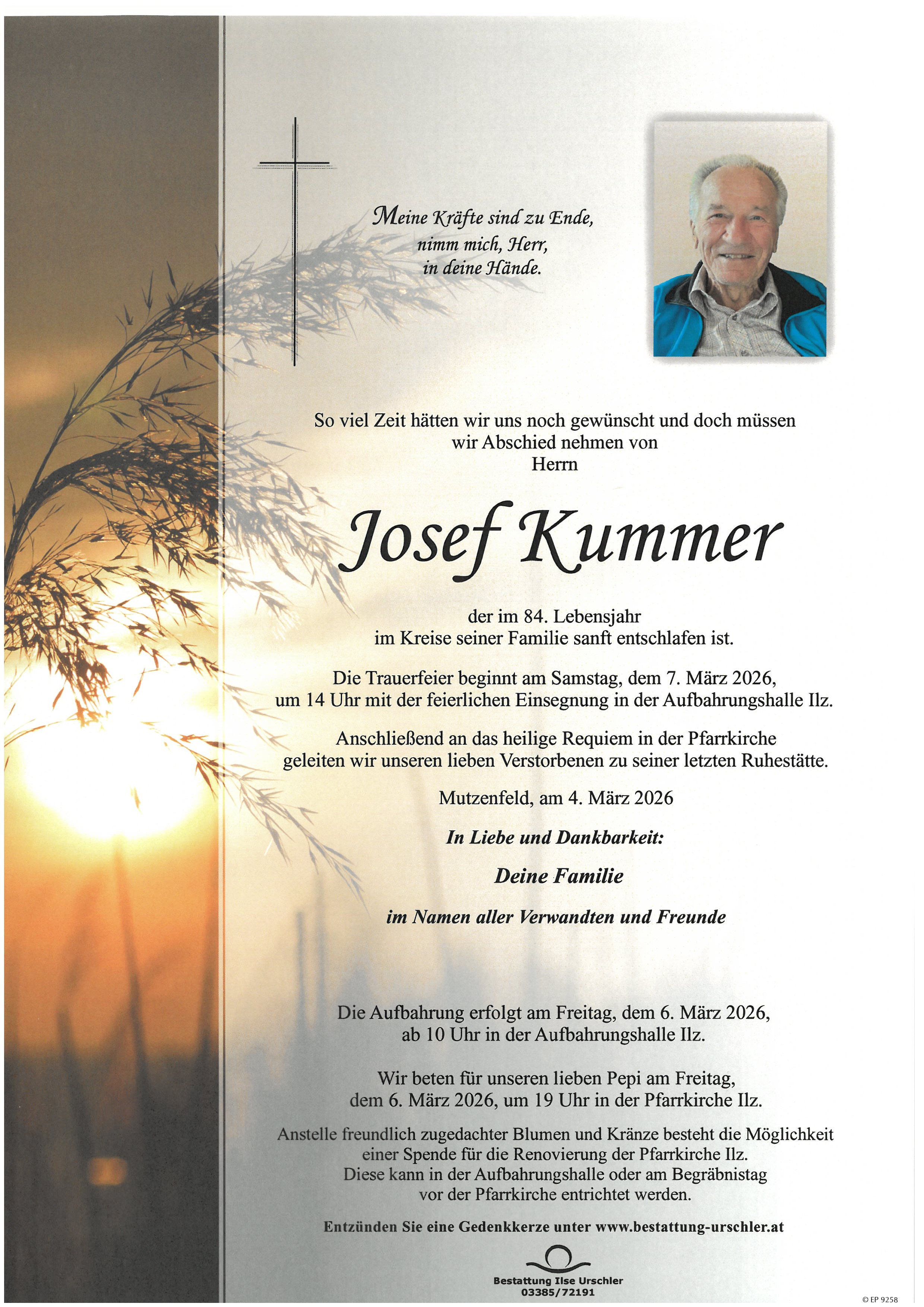 Traueranzeige von Josef Kummer