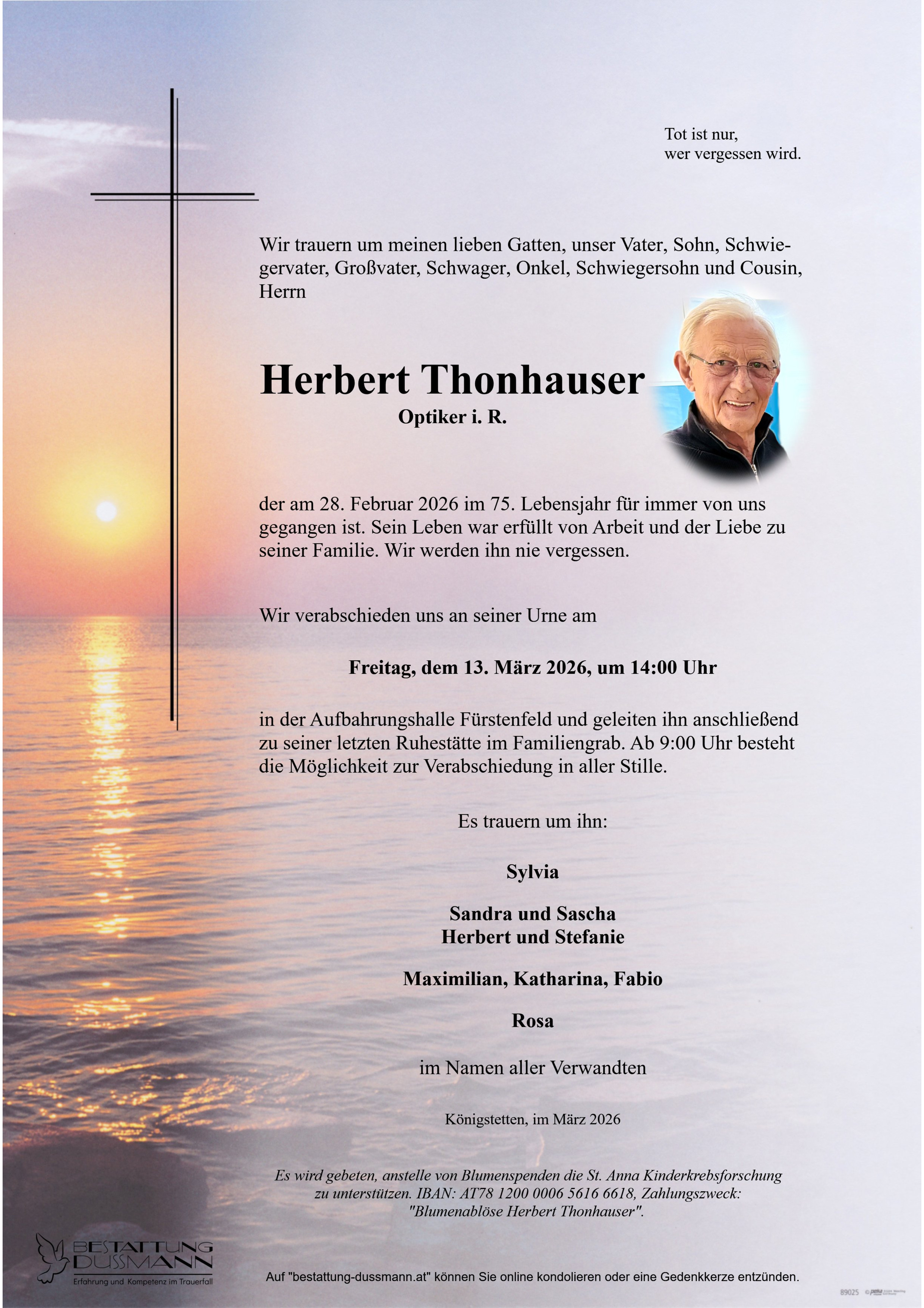 Traueranzeige von Herbert Thonhauser