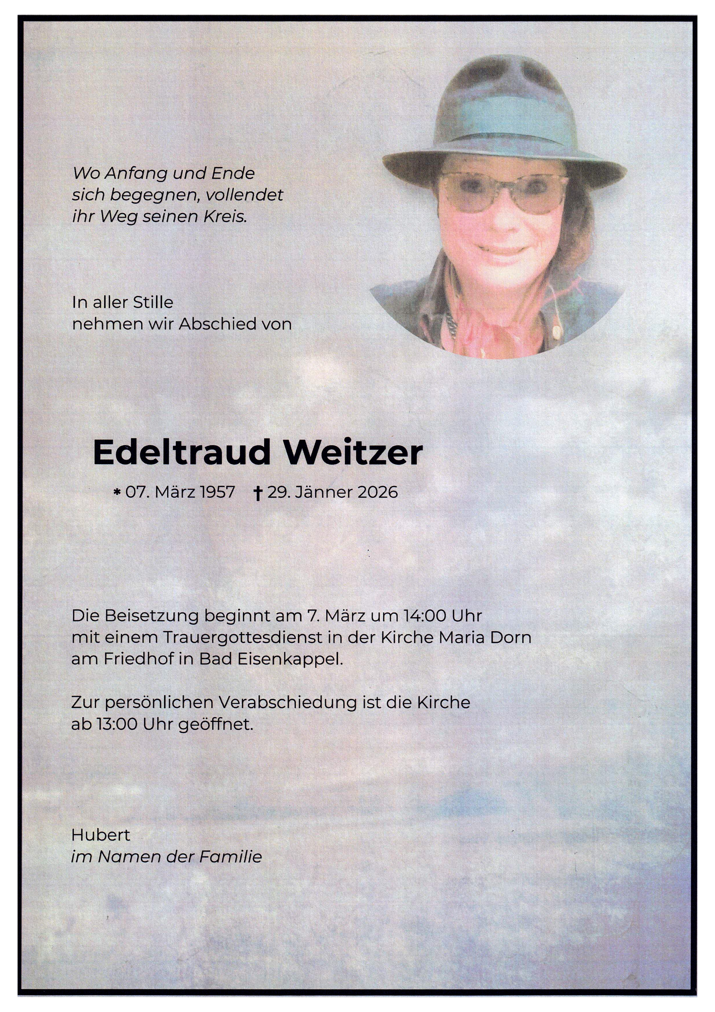 Traueranzeige von Edeltraud Weitzer