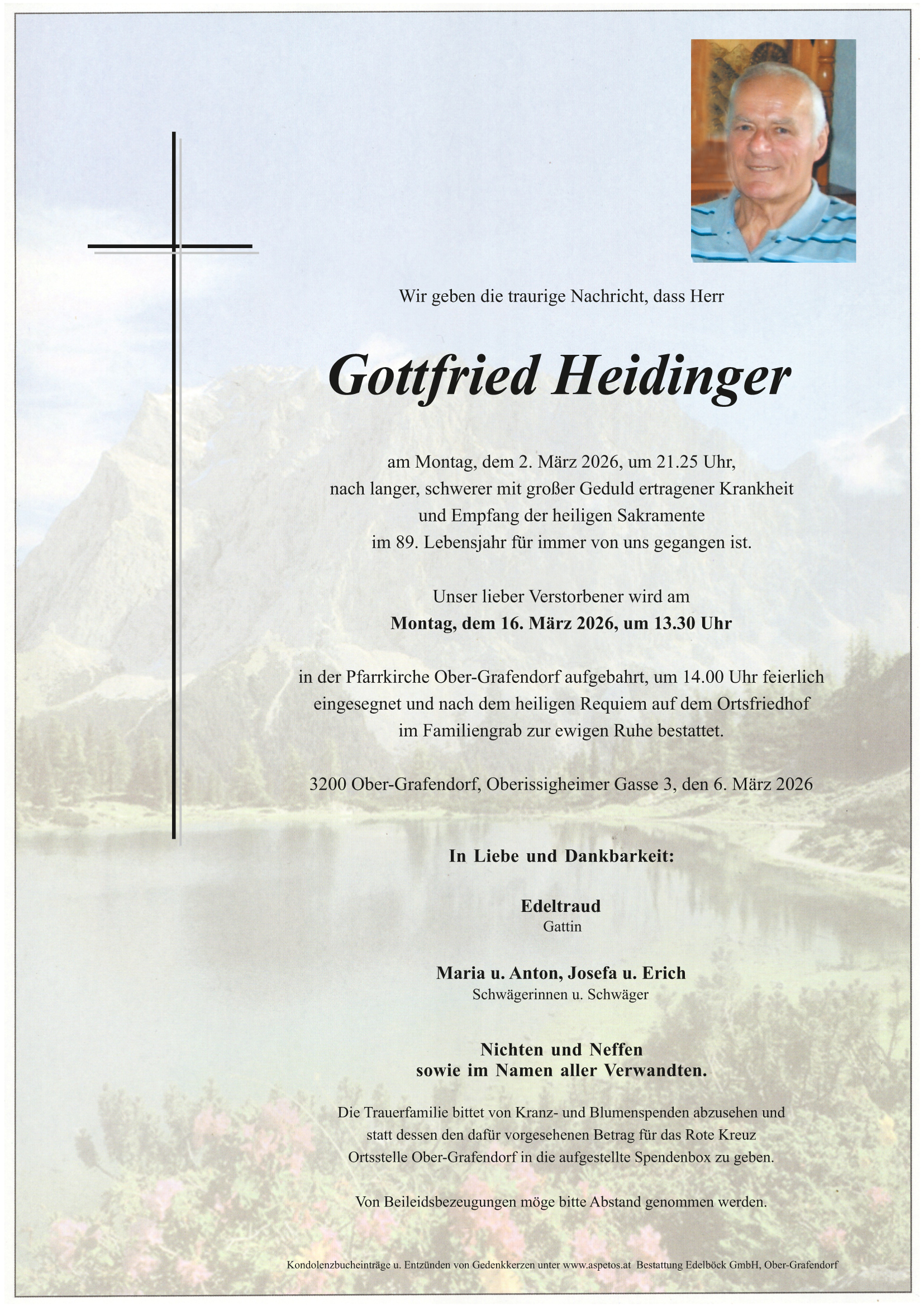 Traueranzeige von Gottfried Heidinger