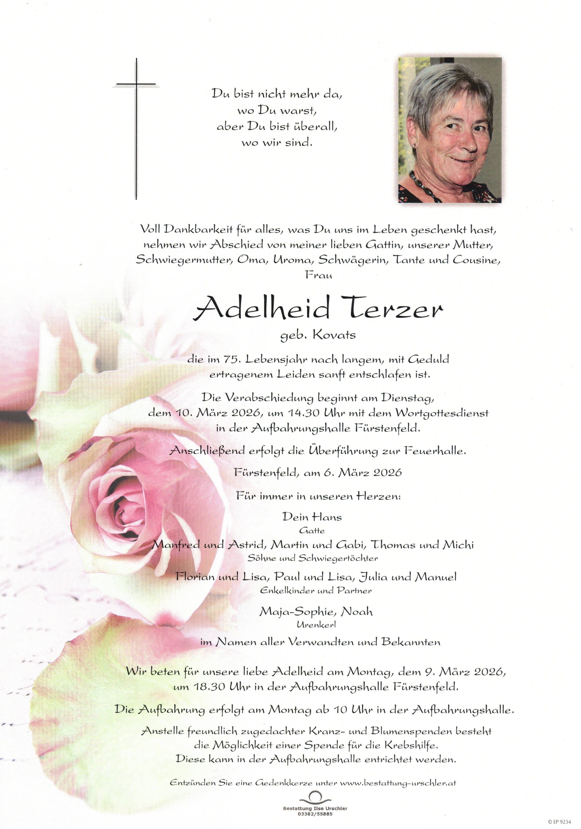 Traueranzeige von Adelheid Terzer
