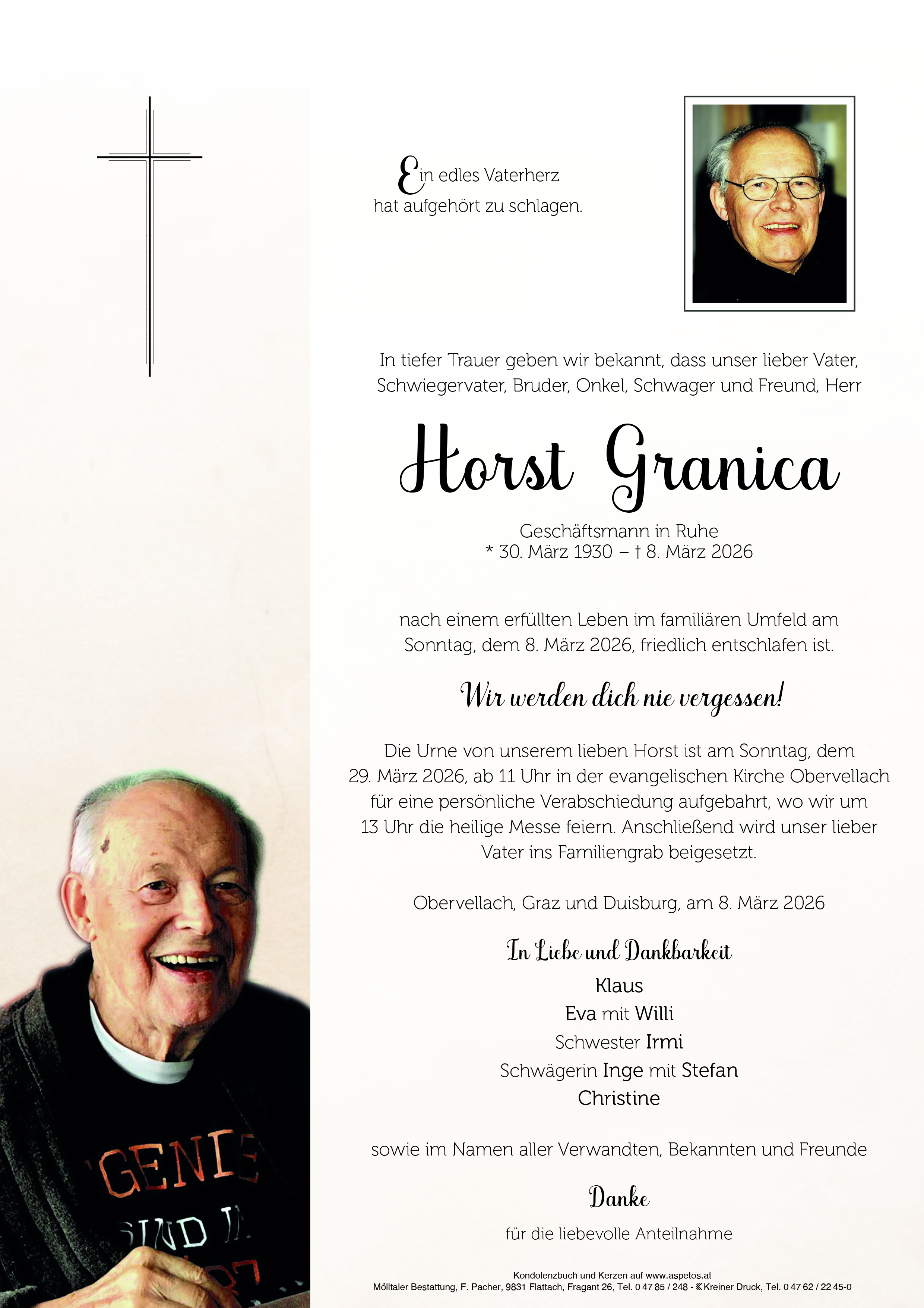 Traueranzeige von Horst Granica