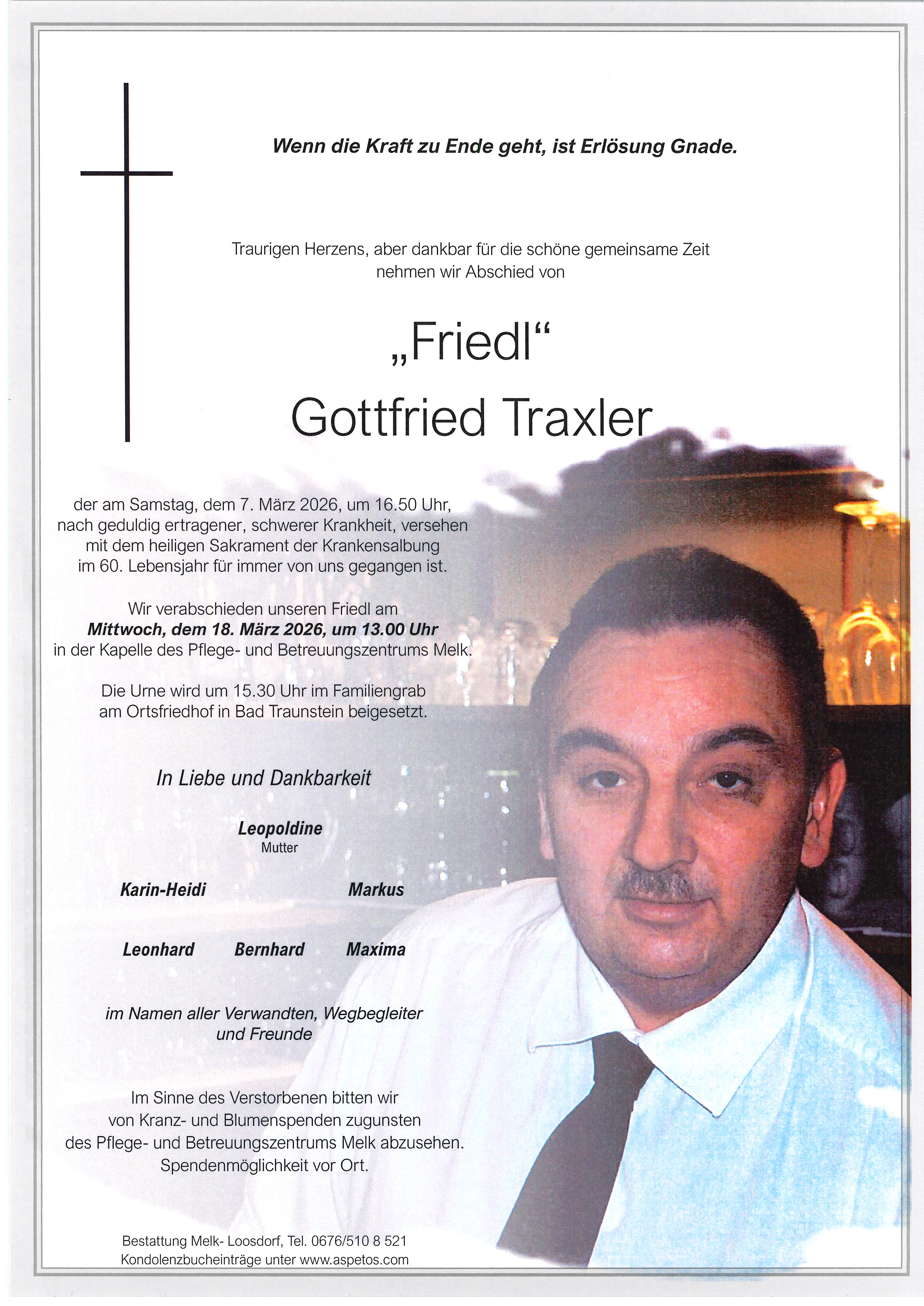 Traueranzeige von "Friedl" Gottfried Traxler