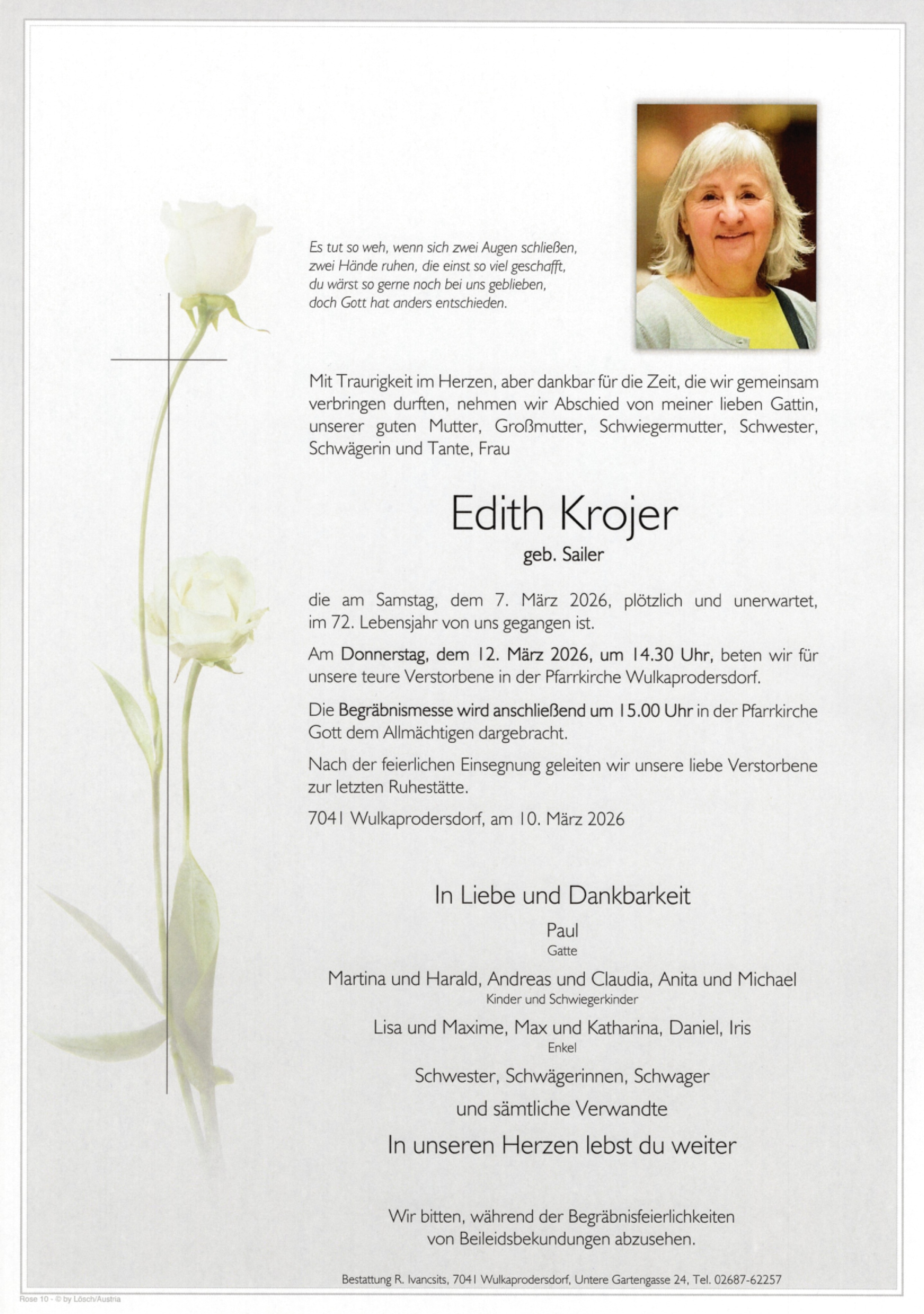 Traueranzeige von Edith Krojer