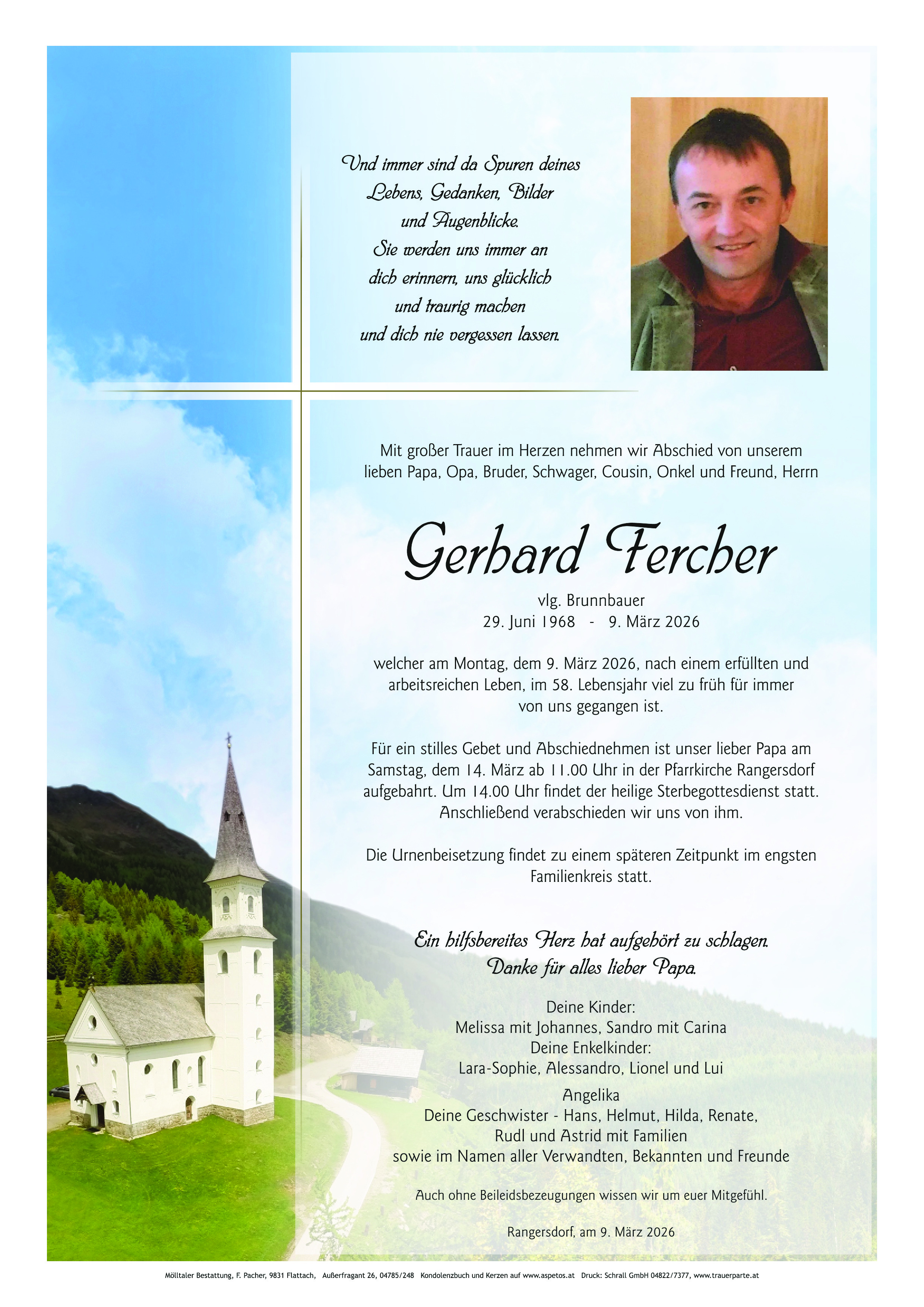 Traueranzeige von Gerhard Peter Fercher