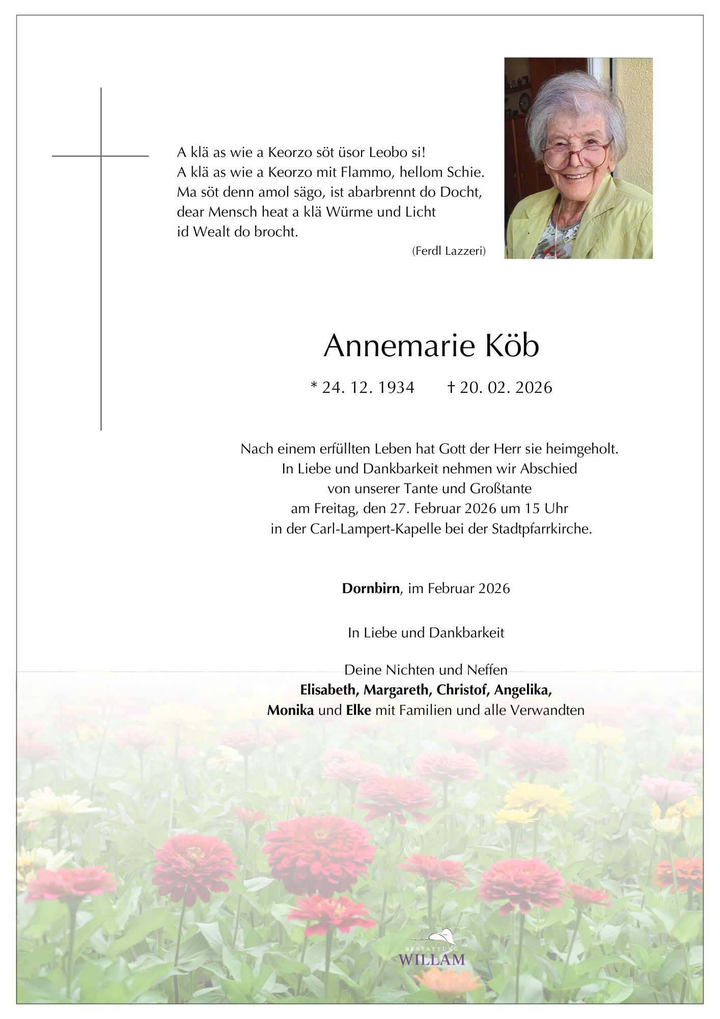 Traueranzeige von Annemarie Köb