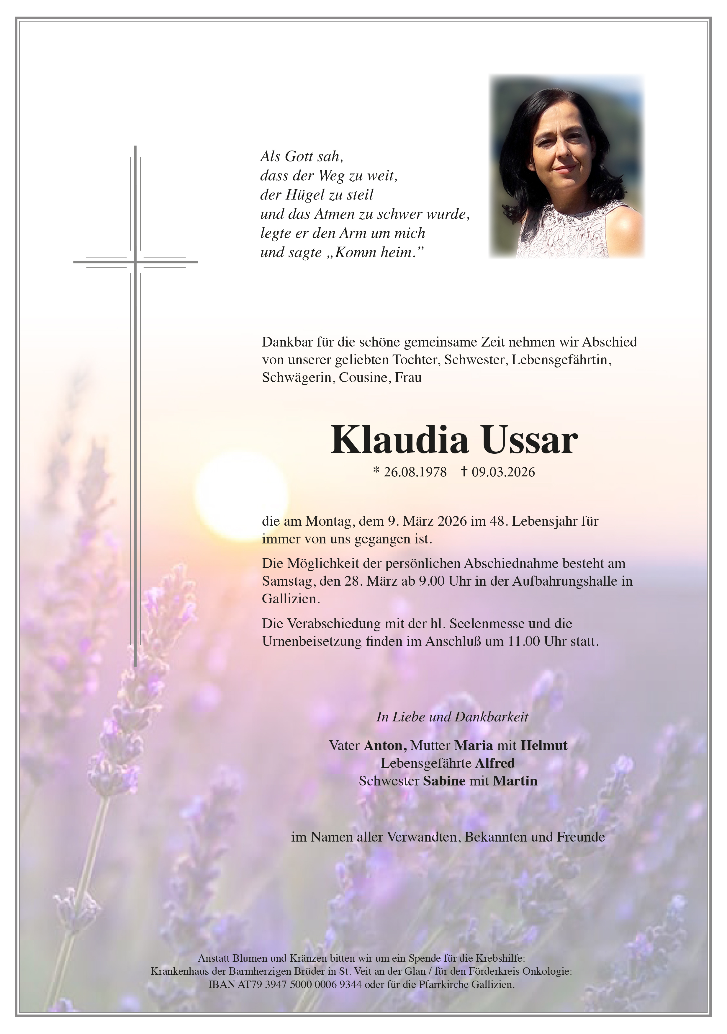 Traueranzeige von Klaudia Ussar