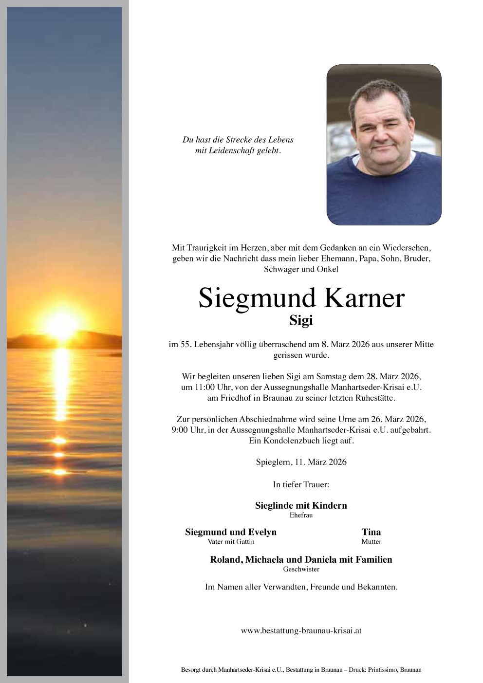 Traueranzeige von Siegmund Karner